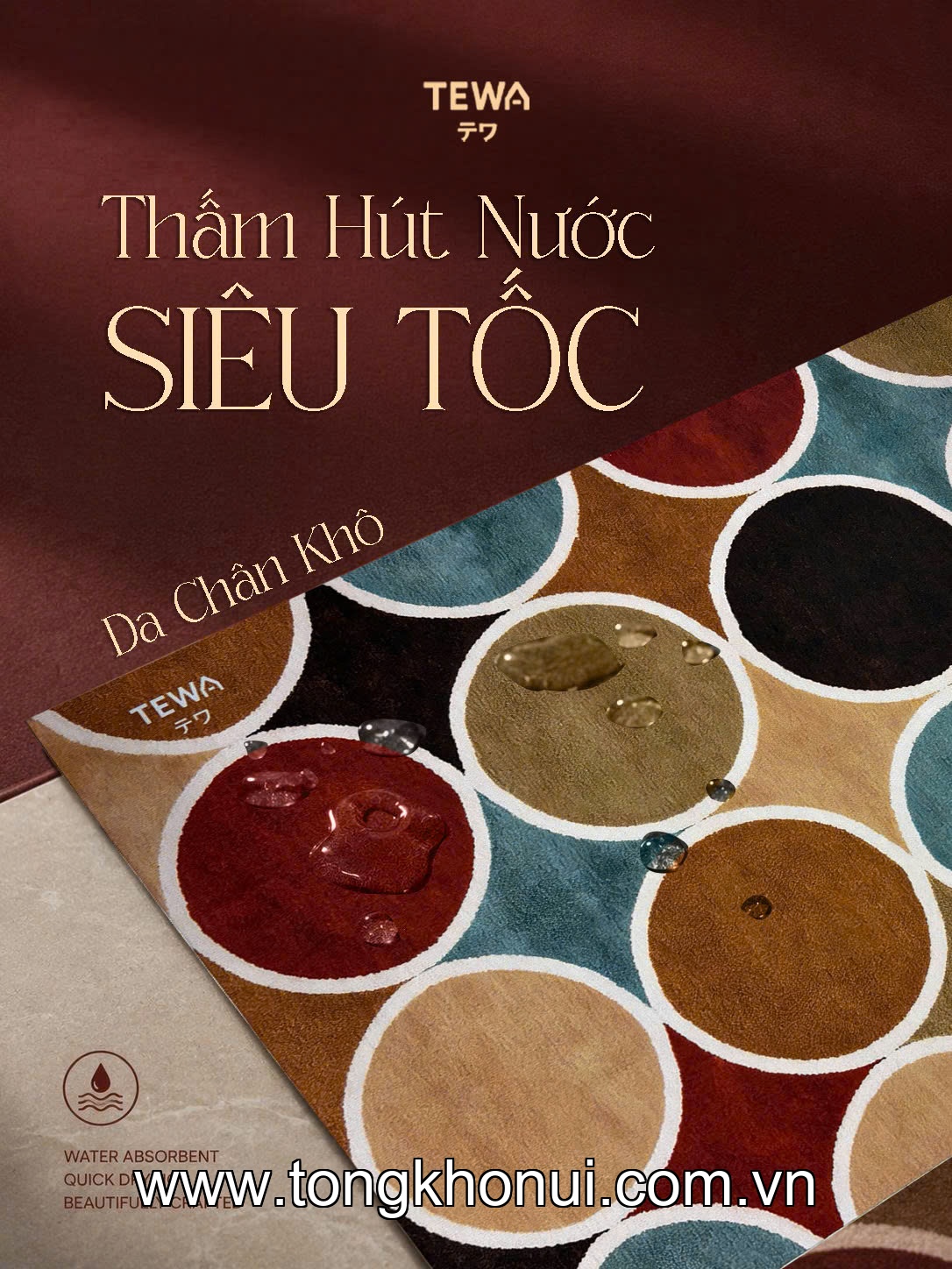 Thảm nano khô nhanh 65 x 45cm TEWA, 80076-VT màu vintage, xám ảnh 5