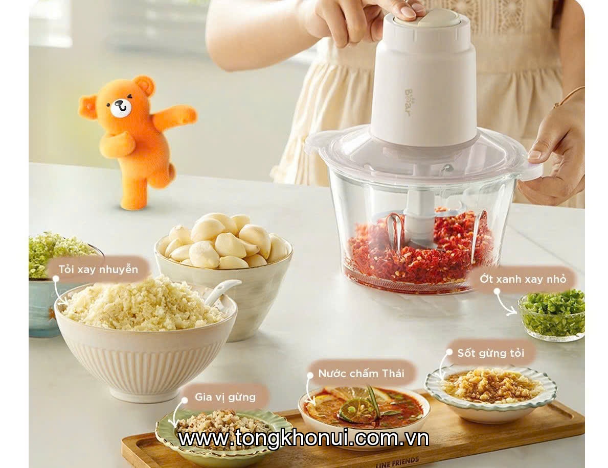 Máy xay thịt cối thuỷ tinh  BEAR CH-5H03E33, 1.8L, 300W ảnh 2