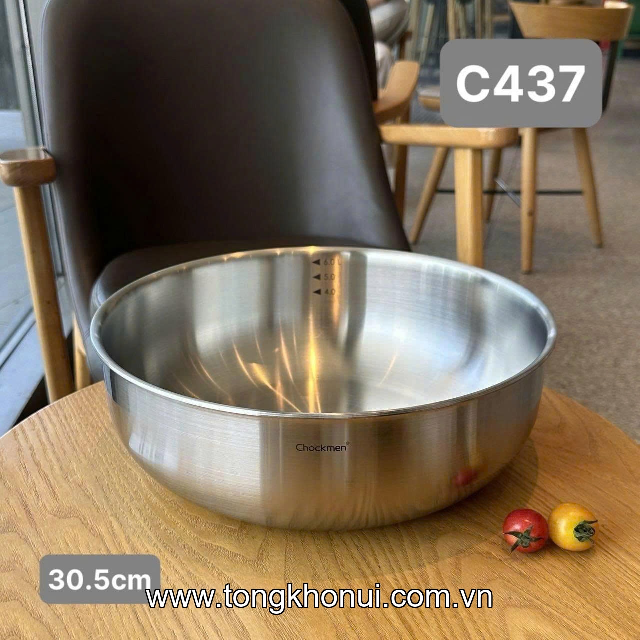 TÔ KIÊM CHẢO SIZE ĐẠI CHOCKMEN – C437 30.5CM 6L & C438 32CM 7L | INOX 18/10 DÀY 2.8MM! ảnh 6