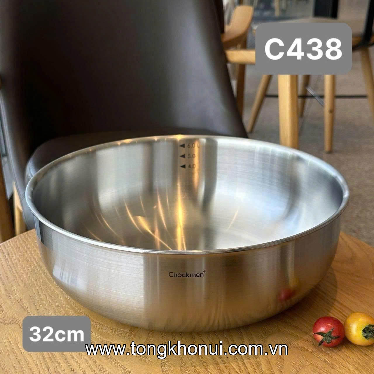 TÔ KIÊM CHẢO SIZE ĐẠI CHOCKMEN – C437 30.5CM 6L & C438 32CM 7L | INOX 18/10 DÀY 2.8MM! ảnh 11