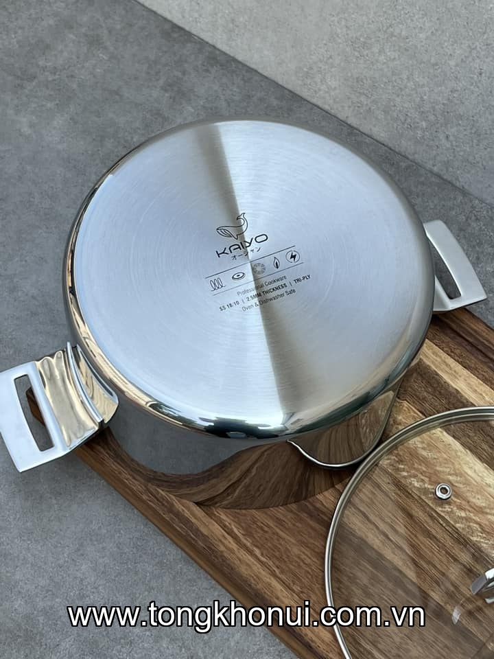 Nồi đúc inox 3 lớp đáy liền Try-Ply Kaiyo size 18,20,22cm KIC-3369, KIC-3376, KIC-3383 ảnh 7