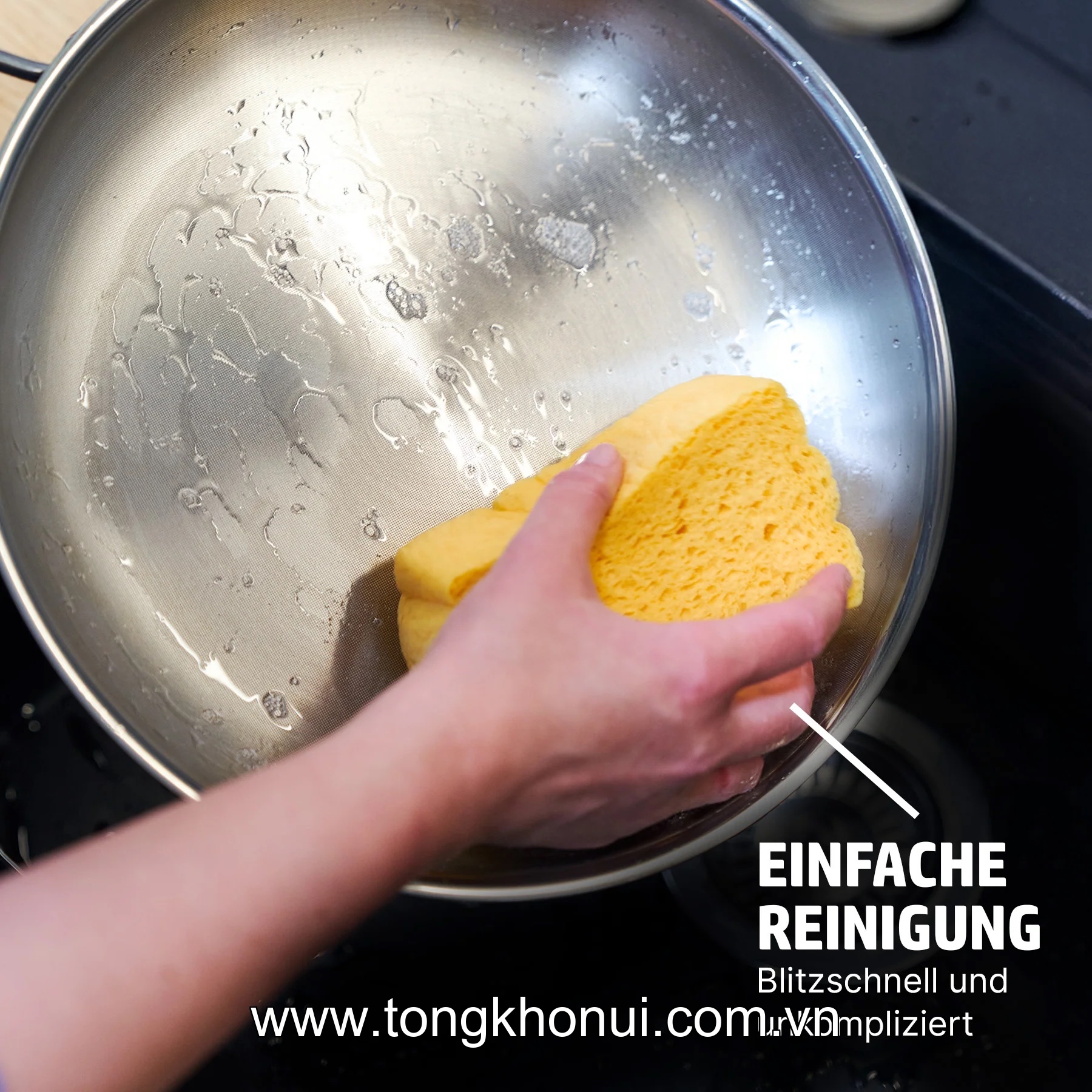 CHẢO ĐỨC HENSSLERS CHỐNG DÍNH ĐA ĐIỂM INOX 18/10 – 24CM (H1003) / 28CM (H1004) / 30CM (H1005) ảnh 3