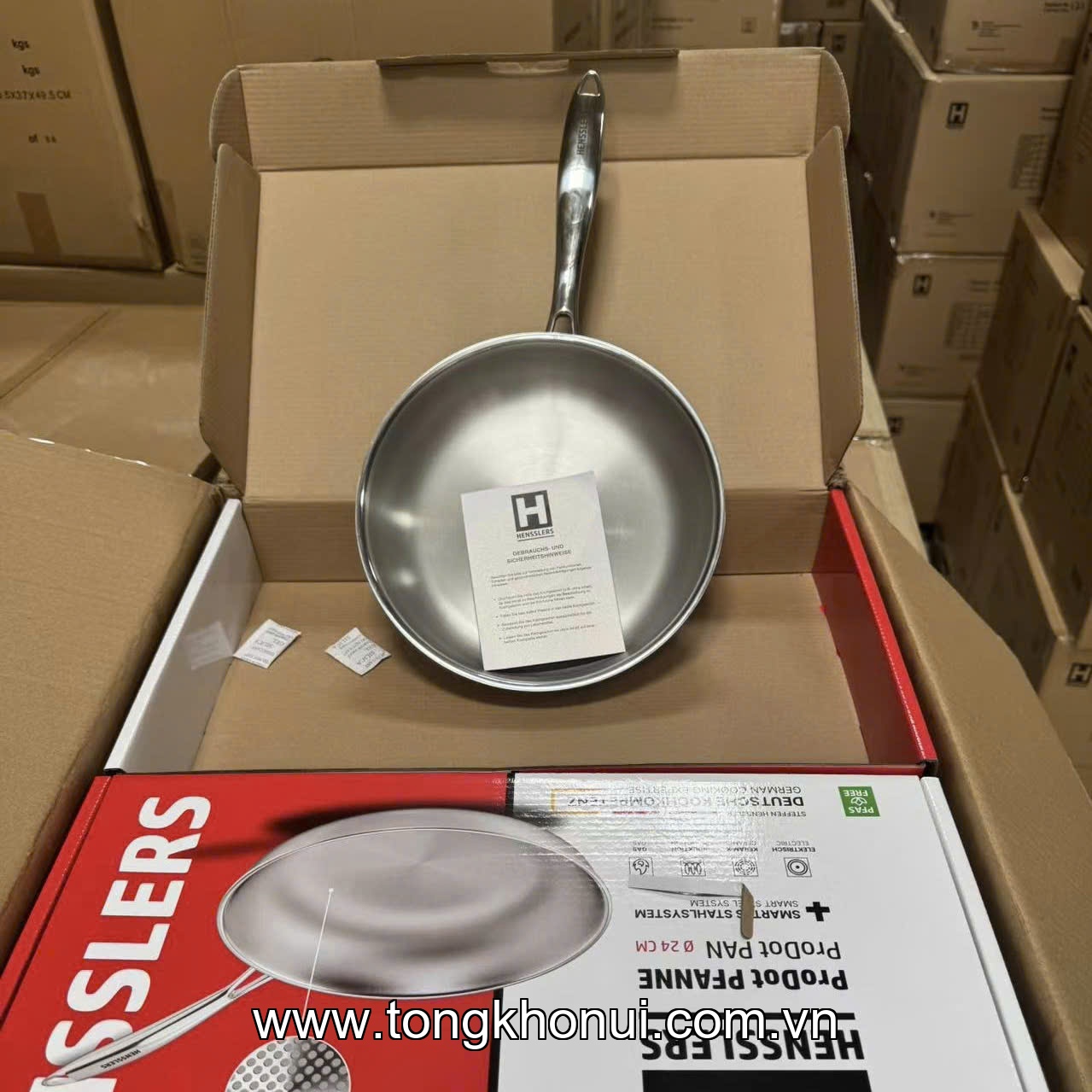 CHẢO ĐỨC HENSSLERS CHỐNG DÍNH ĐA ĐIỂM INOX 18/10 – 24CM (H1003) / 28CM (H1004) / 30CM (H1005) ảnh 5