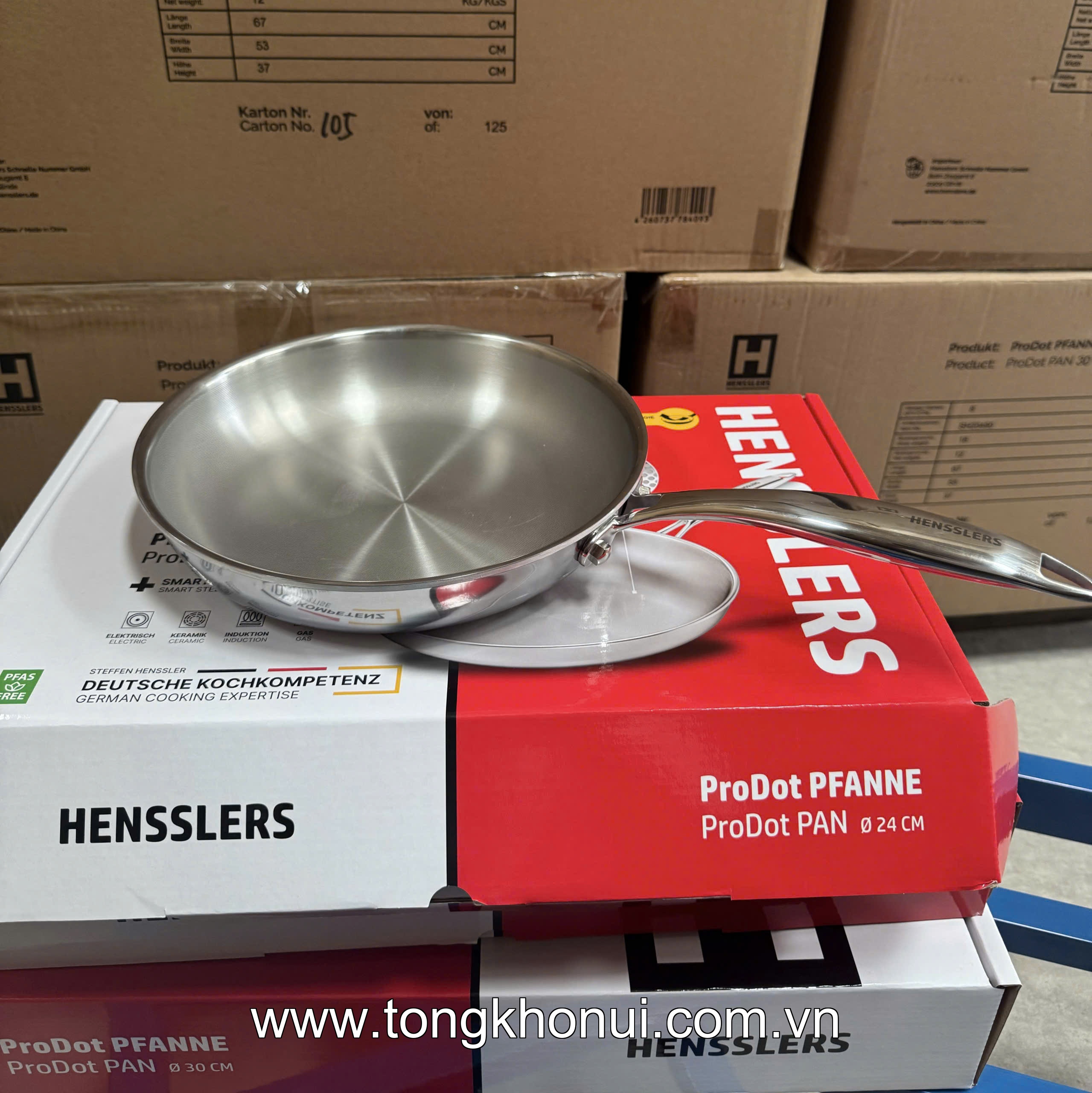 CHẢO ĐỨC HENSSLERS CHỐNG DÍNH ĐA ĐIỂM INOX 18/10 – 24CM (H1003) / 28CM (H1004) / 30CM (H1005) ảnh 7