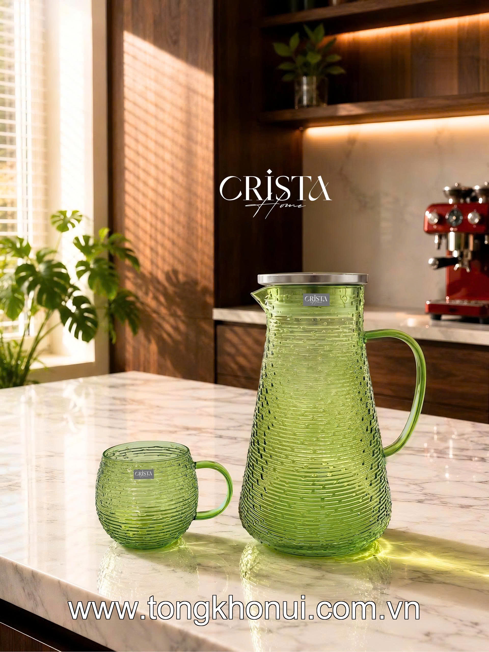 BÌNH THỦY TINH VÂN NGANG 2L CRISTA HOME – BÌNH PHA TRÀ, DETOX CHỊU NHIỆT NẮP INOX 304 (MÃ 60279) ảnh 6
