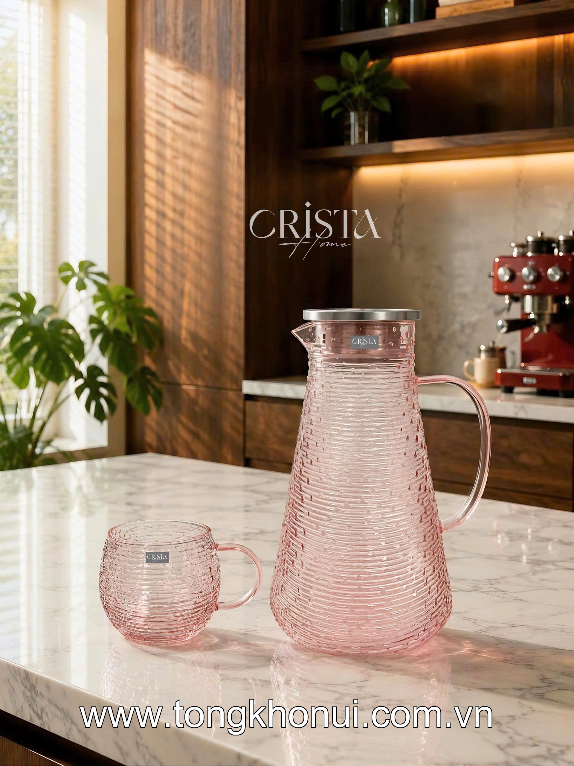 BÌNH THỦY TINH VÂN NGANG 2L CRISTA HOME – BÌNH PHA TRÀ, DETOX CHỊU NHIỆT NẮP INOX 304 (MÃ 60279) ảnh 9