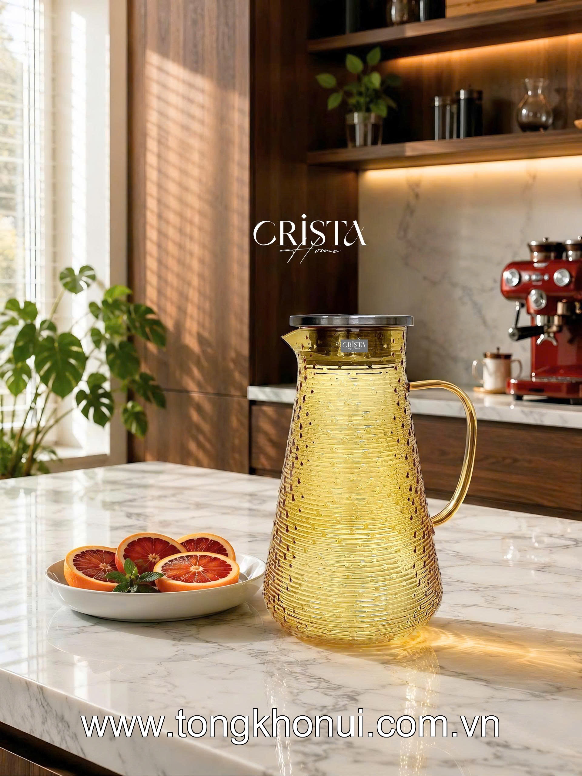 BÌNH THỦY TINH VÂN NGANG 2L CRISTA HOME – BÌNH PHA TRÀ, DETOX CHỊU NHIỆT NẮP INOX 304 (MÃ 60279) ảnh 12