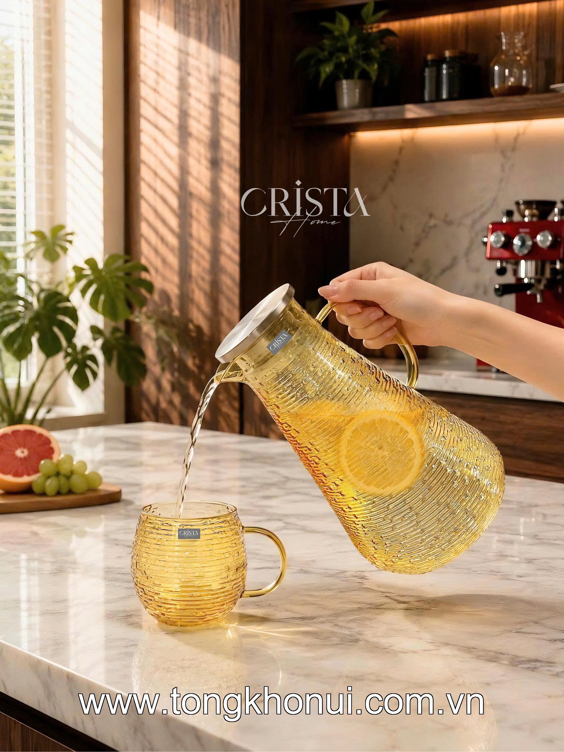 BÌNH THỦY TINH VÂN NGANG 2L CRISTA HOME – BÌNH PHA TRÀ, DETOX CHỊU NHIỆT NẮP INOX 304 (MÃ 60279) ảnh 13