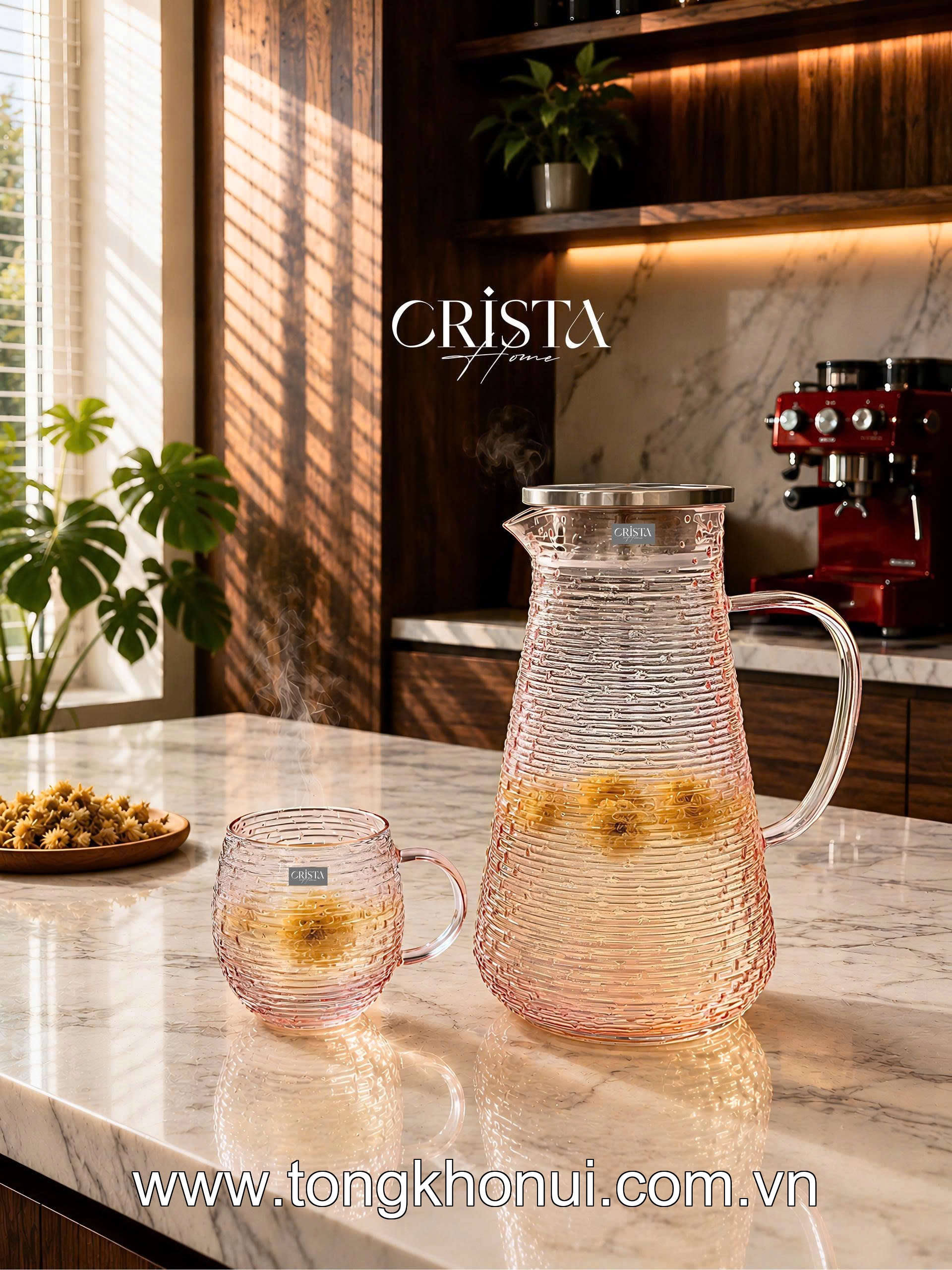 BÌNH THỦY TINH VÂN NGANG 2L CRISTA HOME – BÌNH PHA TRÀ, DETOX CHỊU NHIỆT NẮP INOX 304 (MÃ 60279) ảnh 16