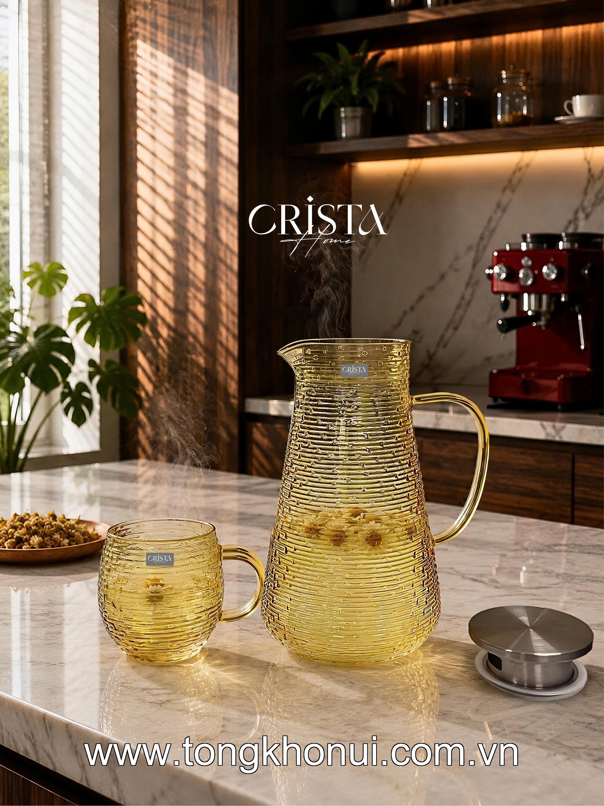 BÌNH THỦY TINH VÂN NGANG 2L CRISTA HOME – BÌNH PHA TRÀ, DETOX CHỊU NHIỆT NẮP INOX 304 (MÃ 60279) ảnh 17