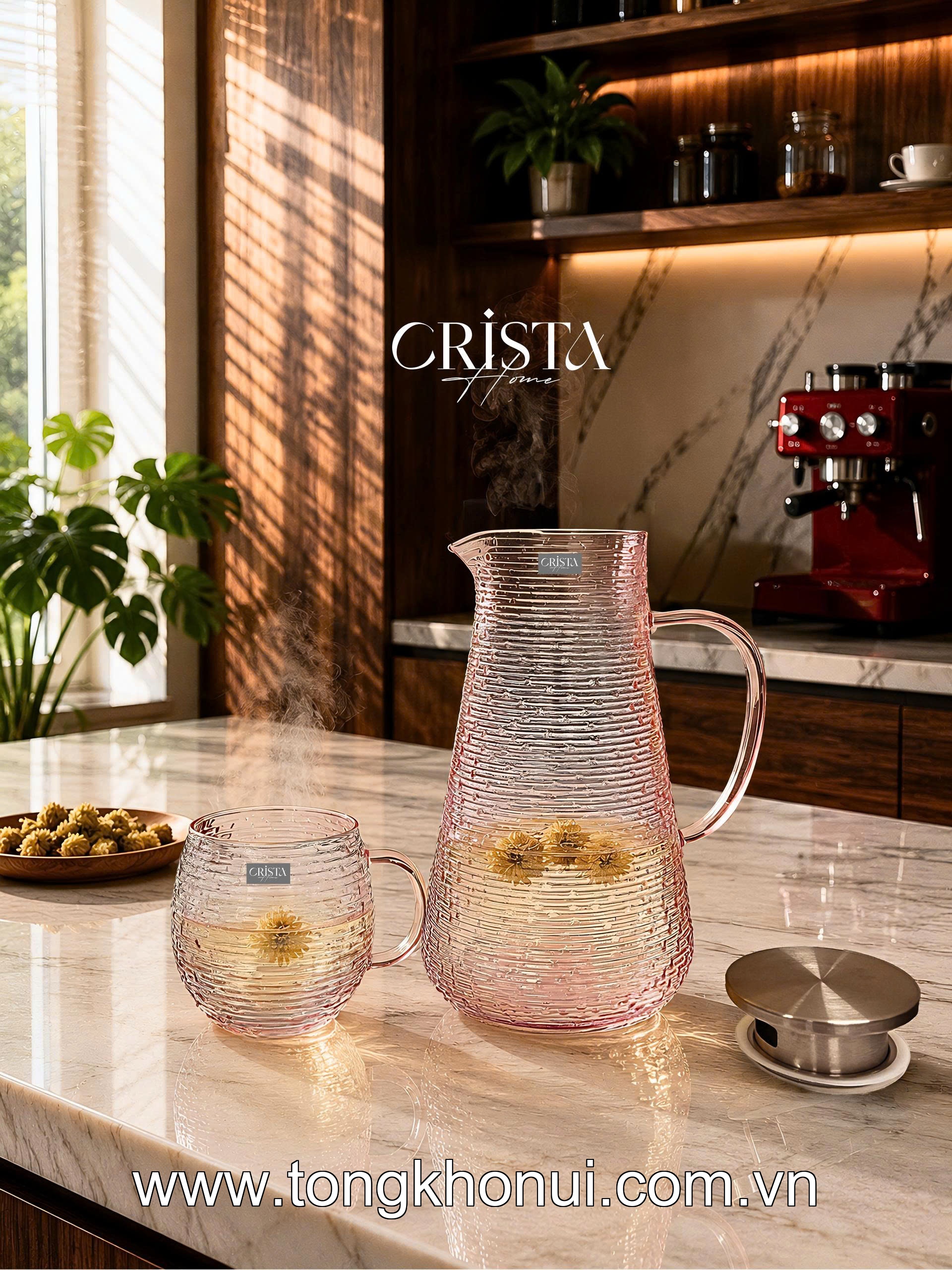 BÌNH THỦY TINH VÂN NGANG 2L CRISTA HOME – BÌNH PHA TRÀ, DETOX CHỊU NHIỆT NẮP INOX 304 (MÃ 60279) ảnh 18