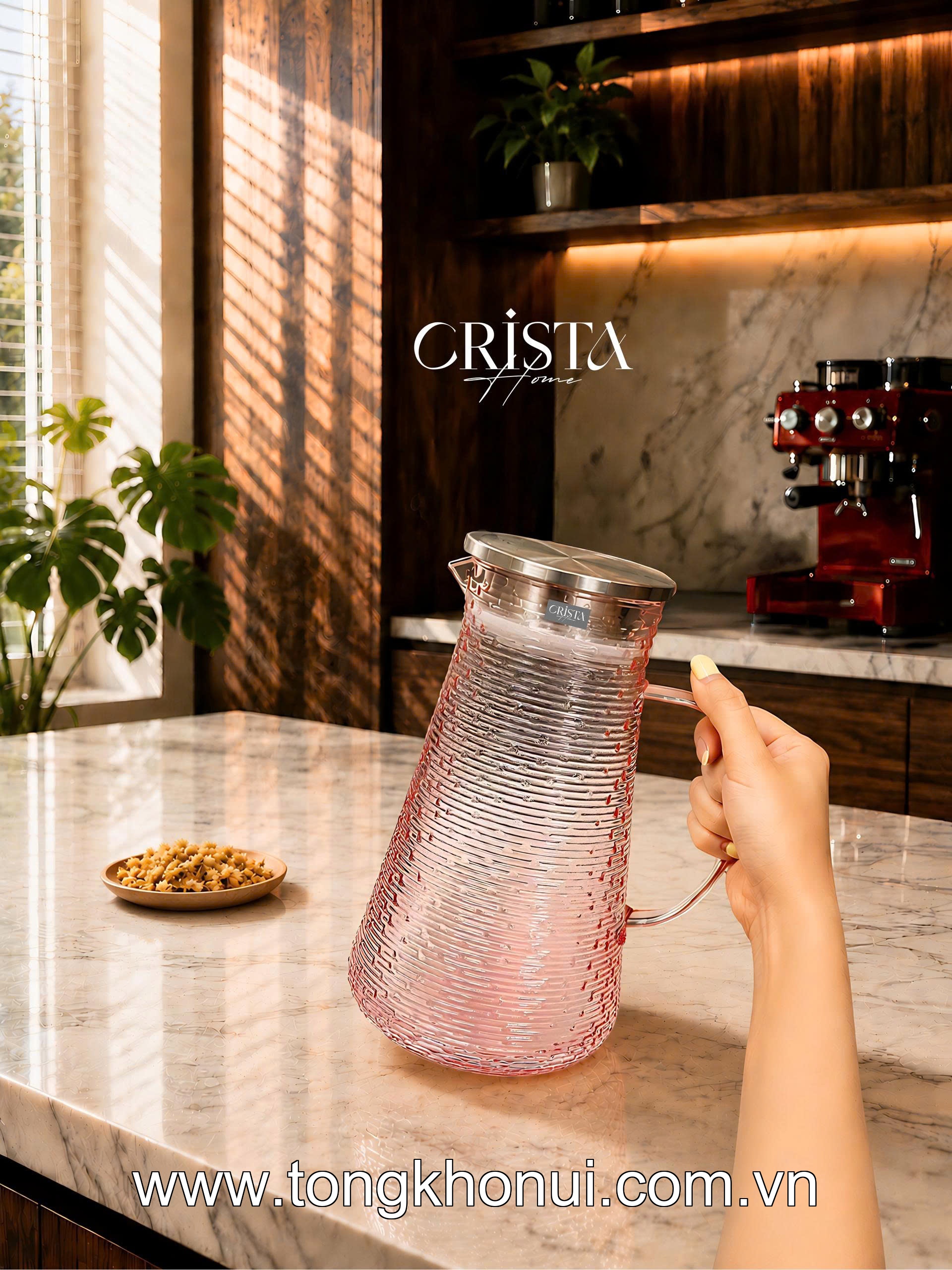 BÌNH THỦY TINH VÂN NGANG 2L CRISTA HOME – BÌNH PHA TRÀ, DETOX CHỊU NHIỆT NẮP INOX 304 (MÃ 60279) ảnh 19