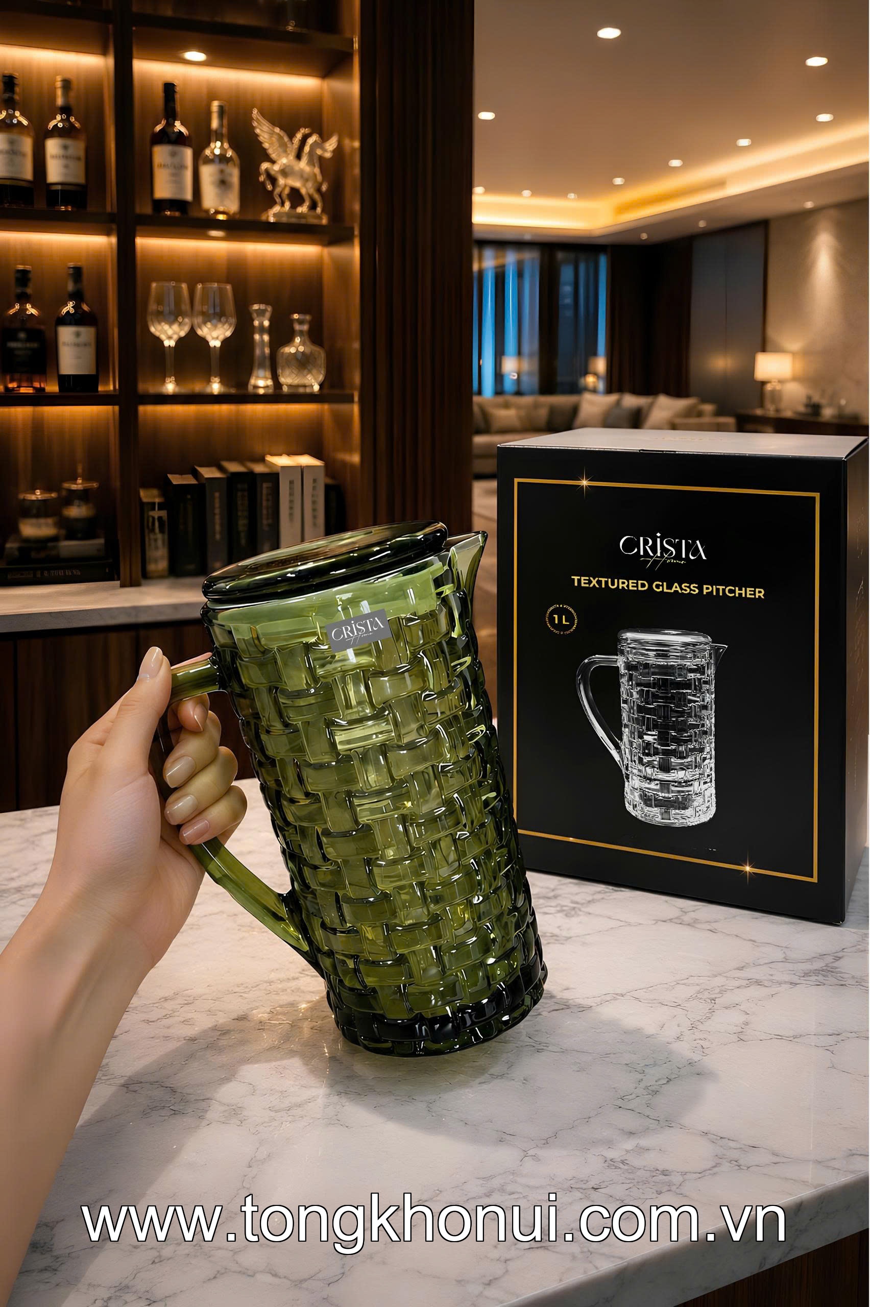 BÌNH THỦY TINH VÂN CARO 1L CRISTA HOME – MÃ 60275 ảnh 4