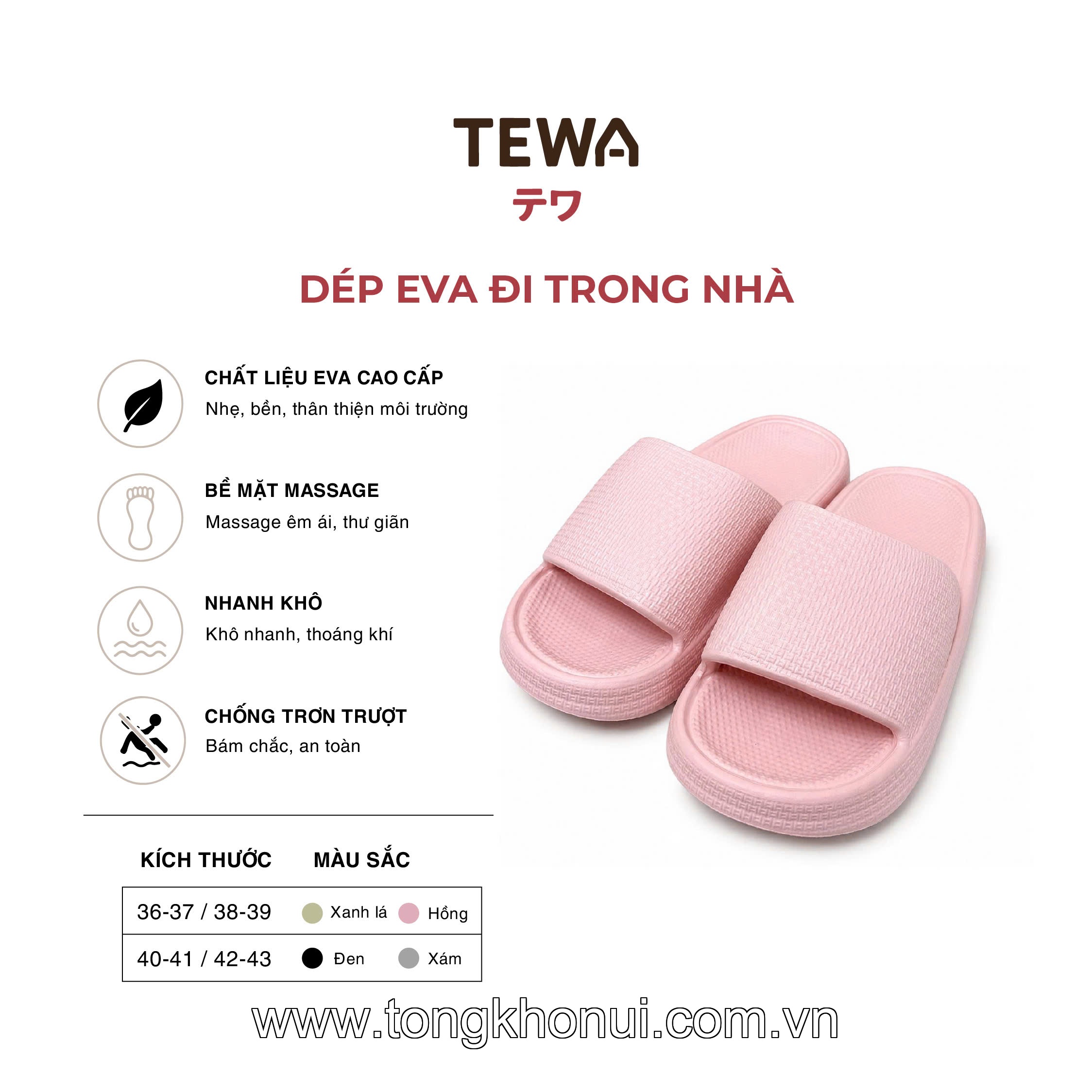 Dép eva đế mềm đi trong nhà TEWA, 80074 ảnh 13