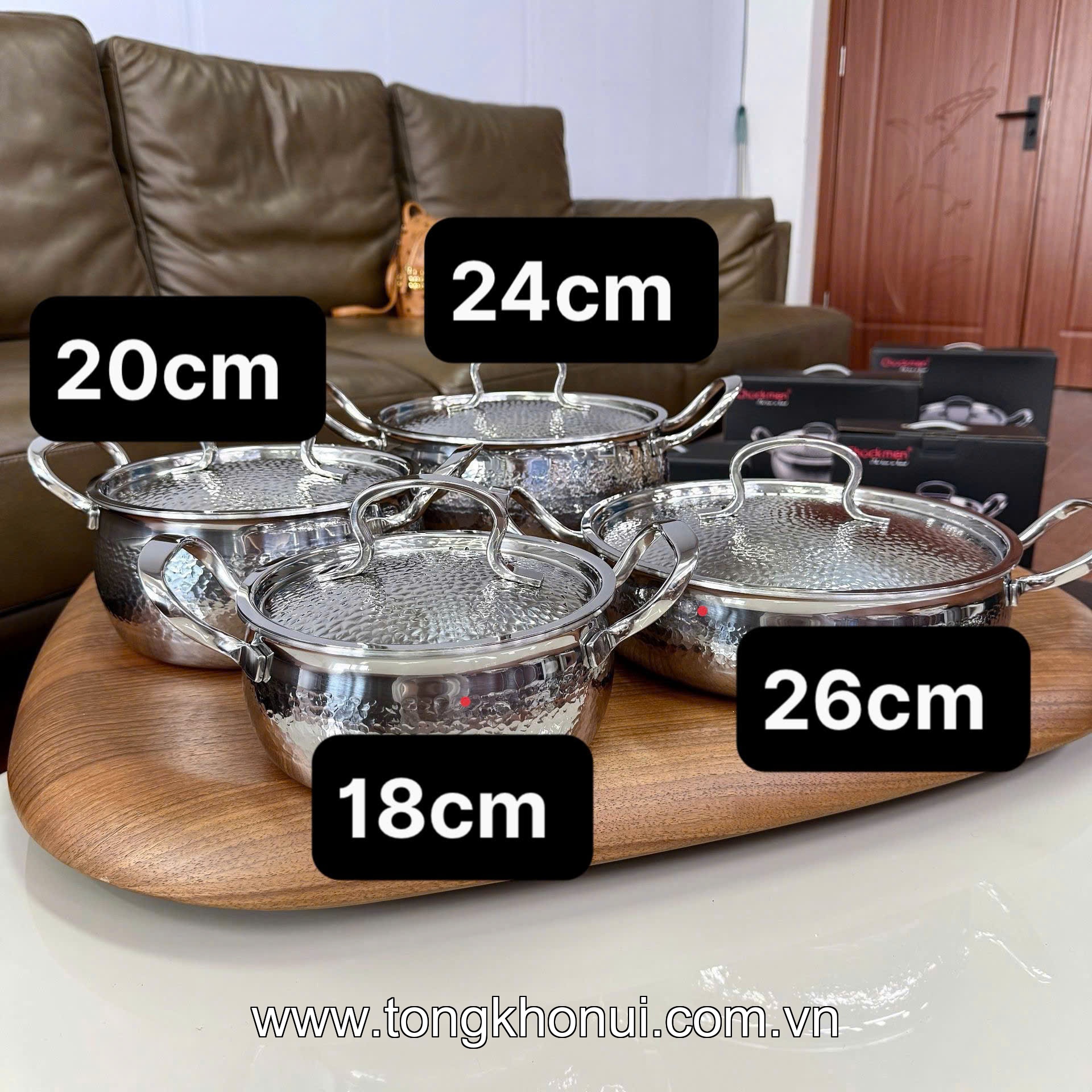 Nồi dập vân C1011,C1012, C1013, C1010 CHOCKMEN 18/20/24/26cm, inox 18/10 ảnh 1
