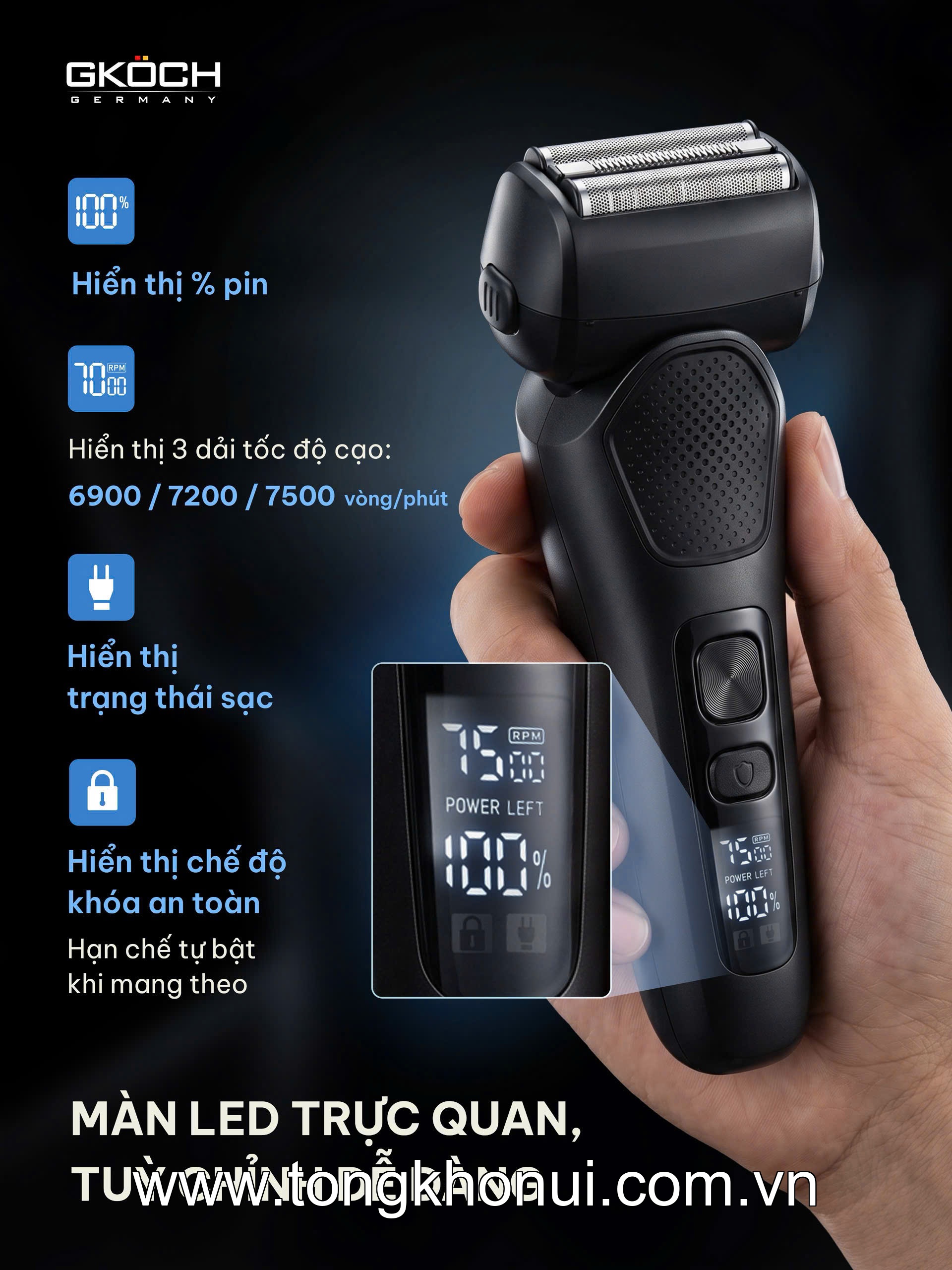 Máy cạo râu Gkoch, model V-939 ảnh 3