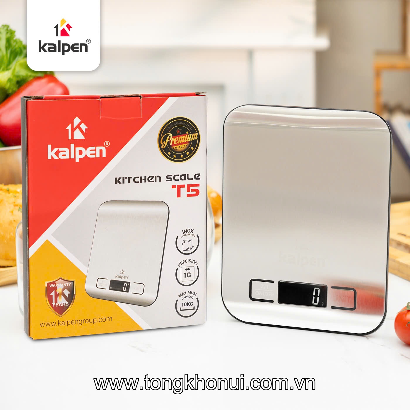 Cân điện tử nhà bếp Inox Kalpen T5 10kg ảnh 6