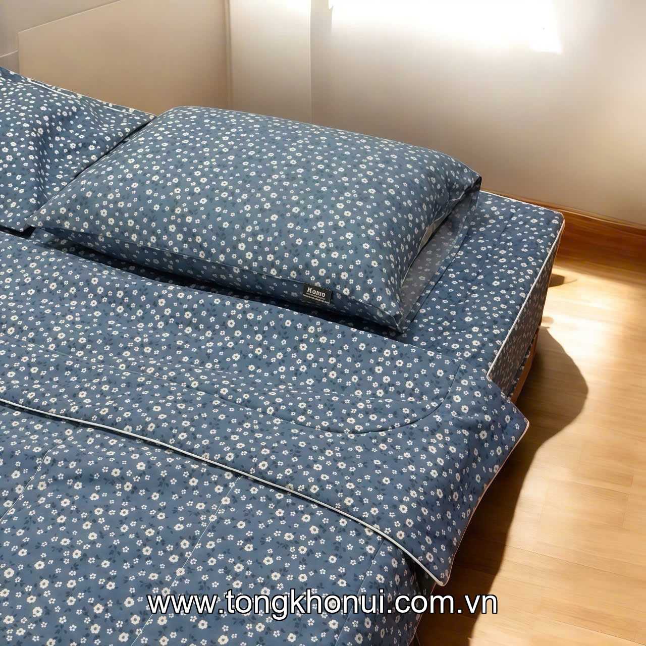 Chăn hè thu Microfiber mềm mịn Kawa 200x220cm, mẫu hoa xanh đậm KAWA4946640 ảnh 2