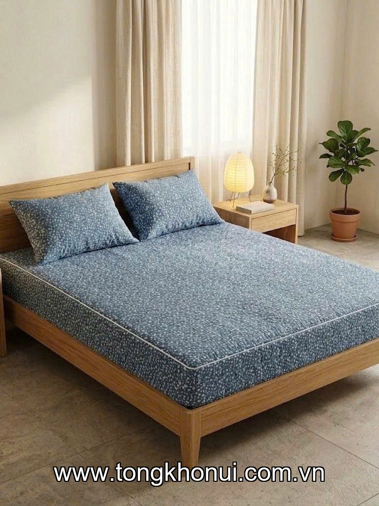 Chăn hè thu Microfiber mềm mịn Kawa 200x220cm, mẫu hoa xanh đậm KAWA4946640 ảnh 3