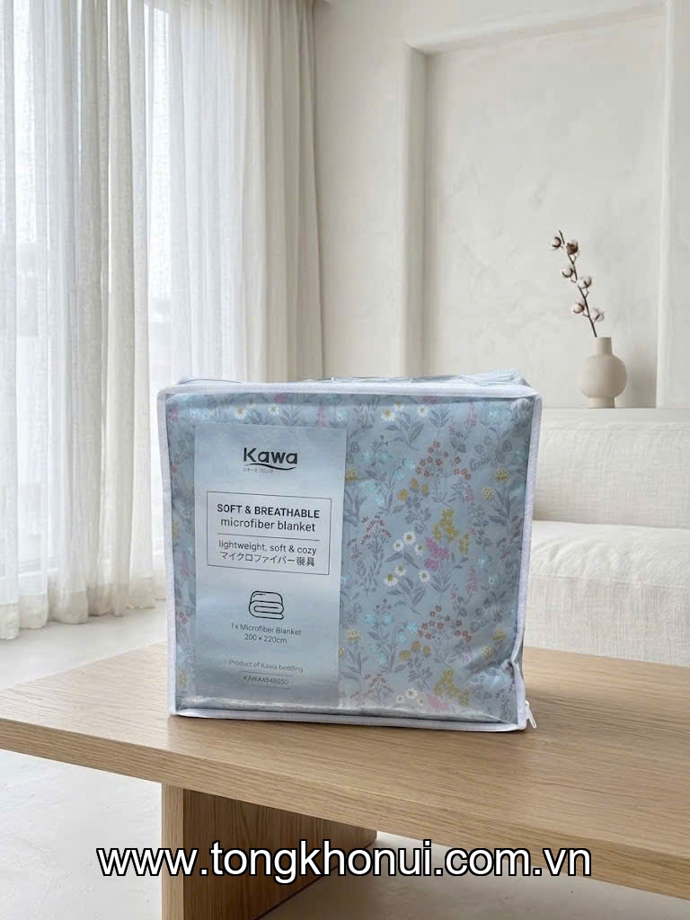 Chăn hè thu Microfiber mềm mịn Kawa 200x220cm, mẫu hoa xanh đậm KAWA4946640 ảnh 8