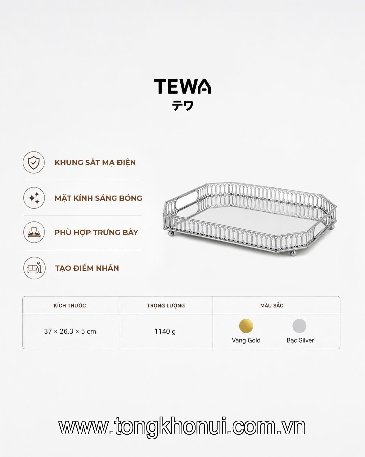 Khay đựng đồ đa năng mặt tráng gương TEWA, 80080 ảnh 3