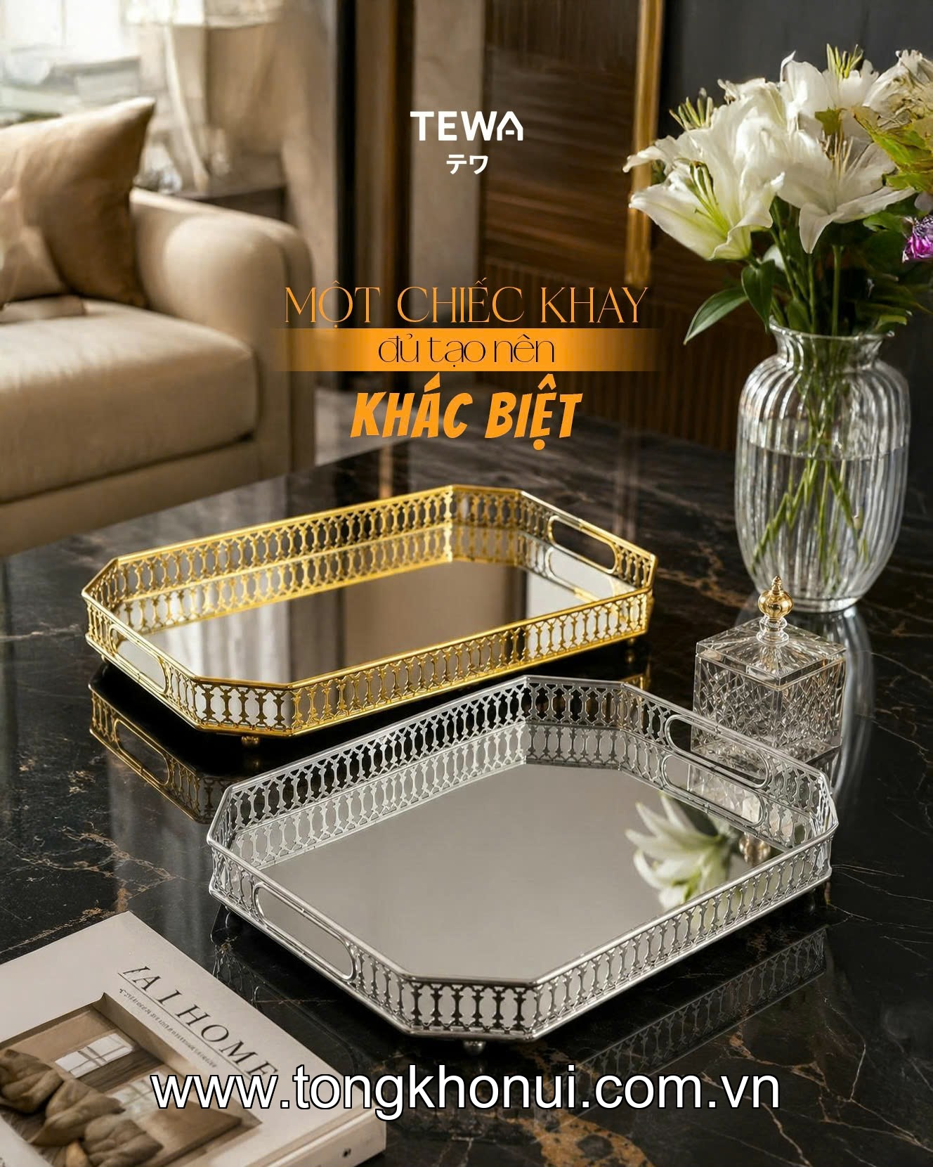 Khay đựng đồ đa năng mặt tráng gương TEWA, 80080 ảnh 4
