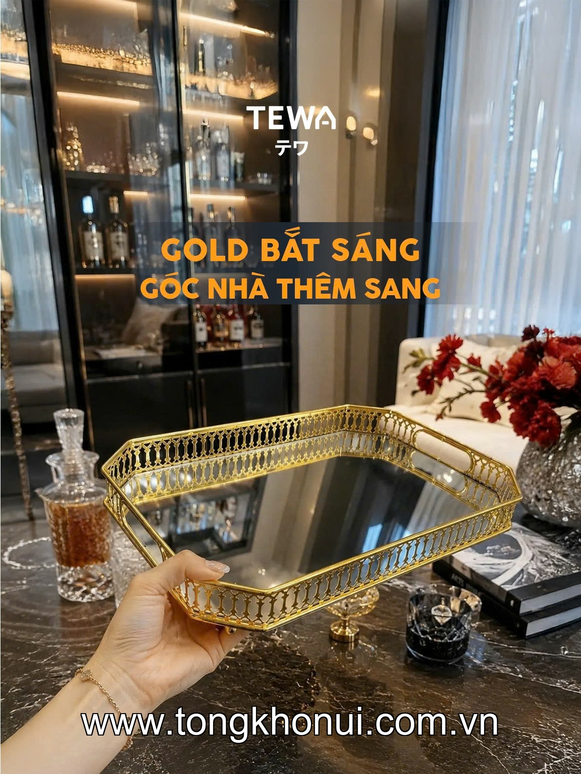 Khay đựng đồ đa năng mặt tráng gương TEWA, 80080 ảnh 6