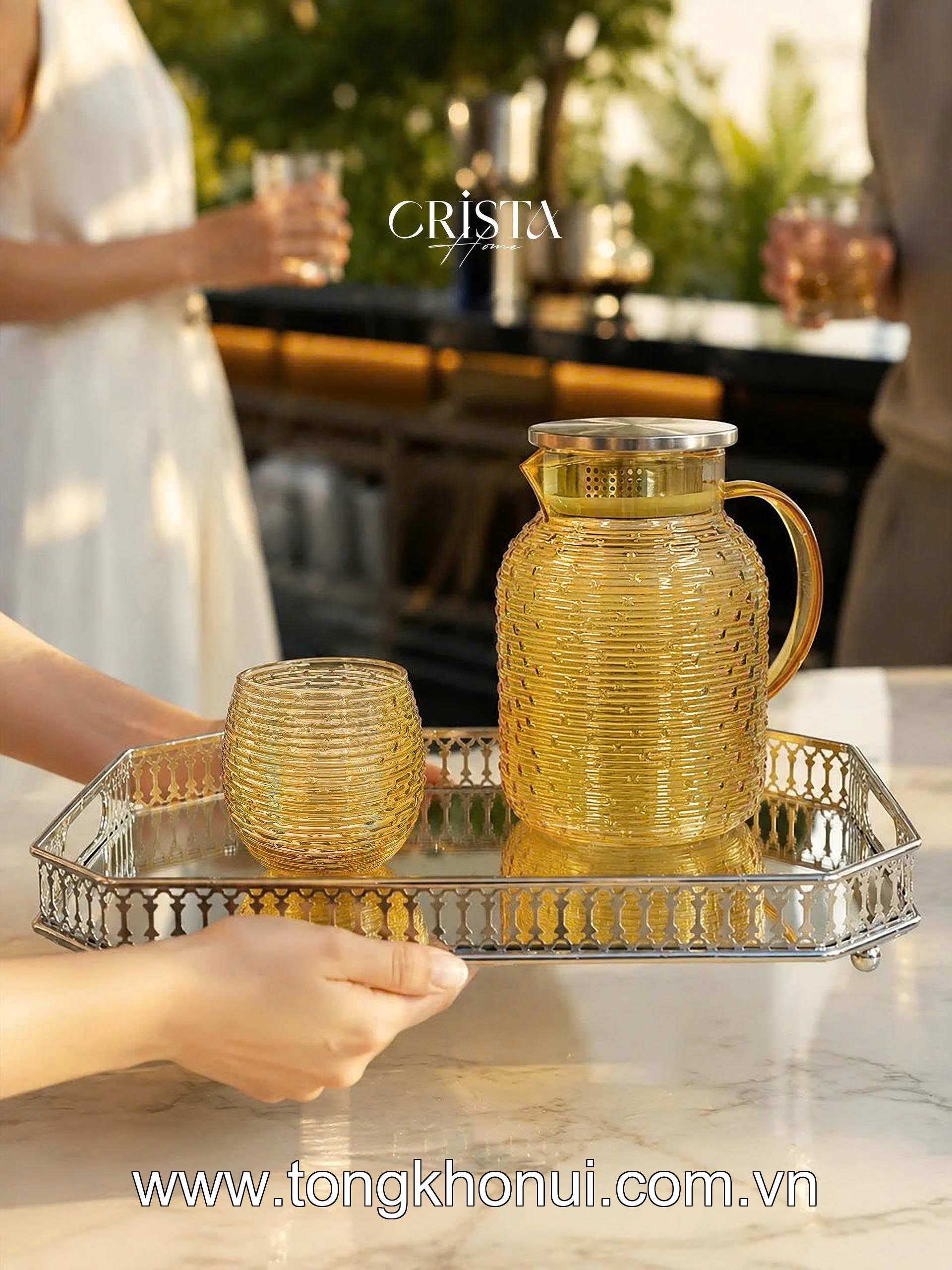 BÌNH THỦY TINH HỌA TIẾT VÂN NGANG 1.3L CRISTA HOME – MÃ 60300 | BOROSILICATE -20°C ĐẾN 400°C ảnh 5