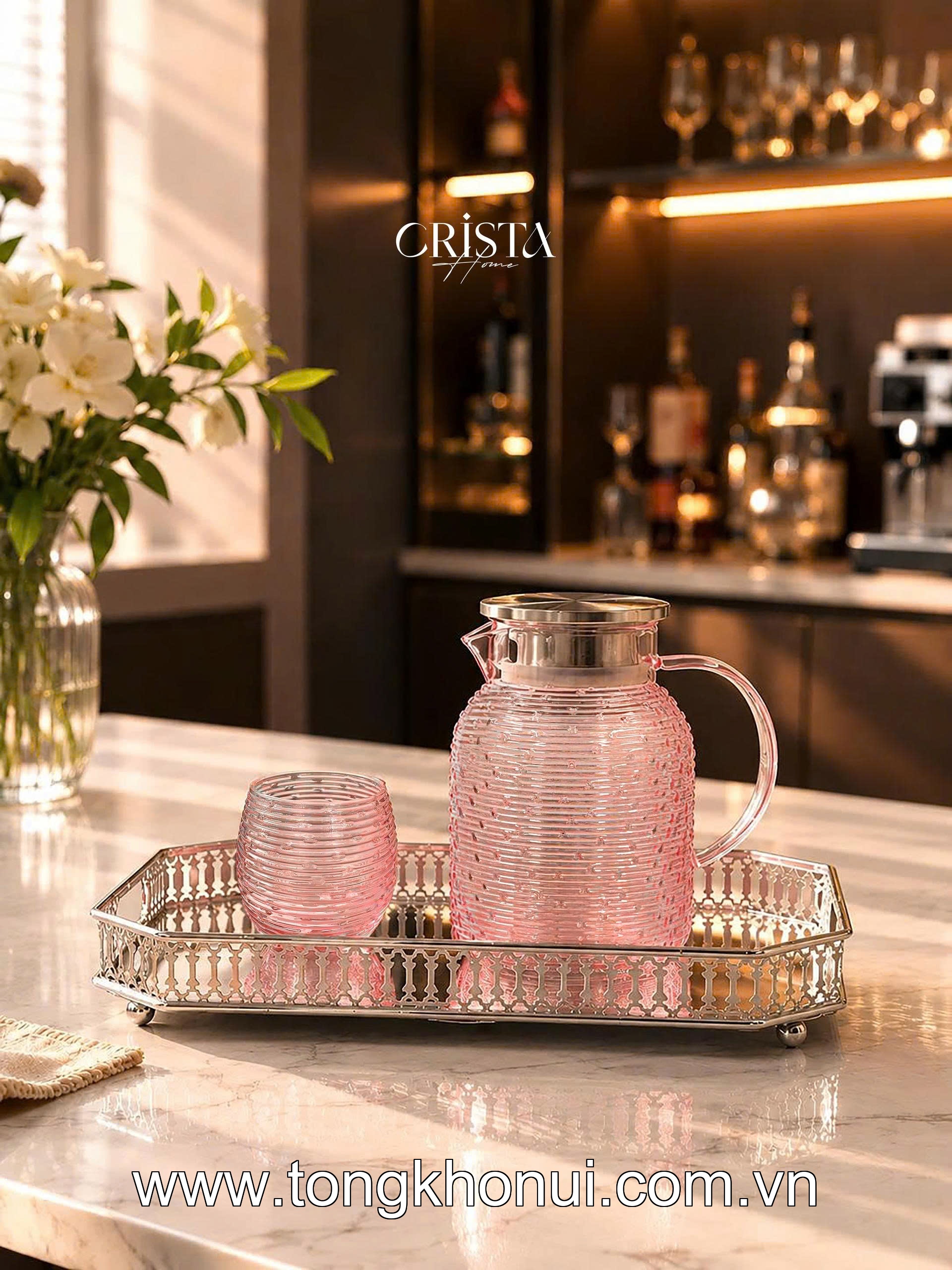 BÌNH THỦY TINH HỌA TIẾT VÂN NGANG 1.3L CRISTA HOME – MÃ 60300 | BOROSILICATE -20°C ĐẾN 400°C ảnh 9