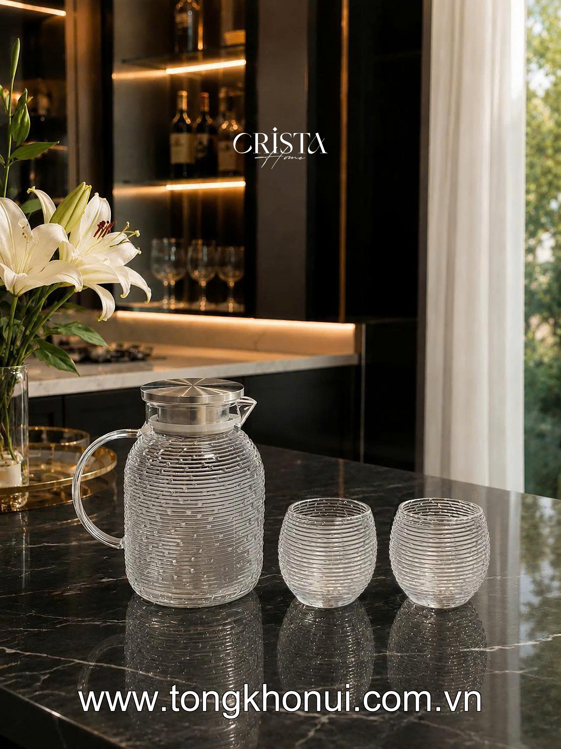 BÌNH THỦY TINH HỌA TIẾT VÂN NGANG 1.3L CRISTA HOME – MÃ 60300 | BOROSILICATE -20°C ĐẾN 400°C ảnh 11