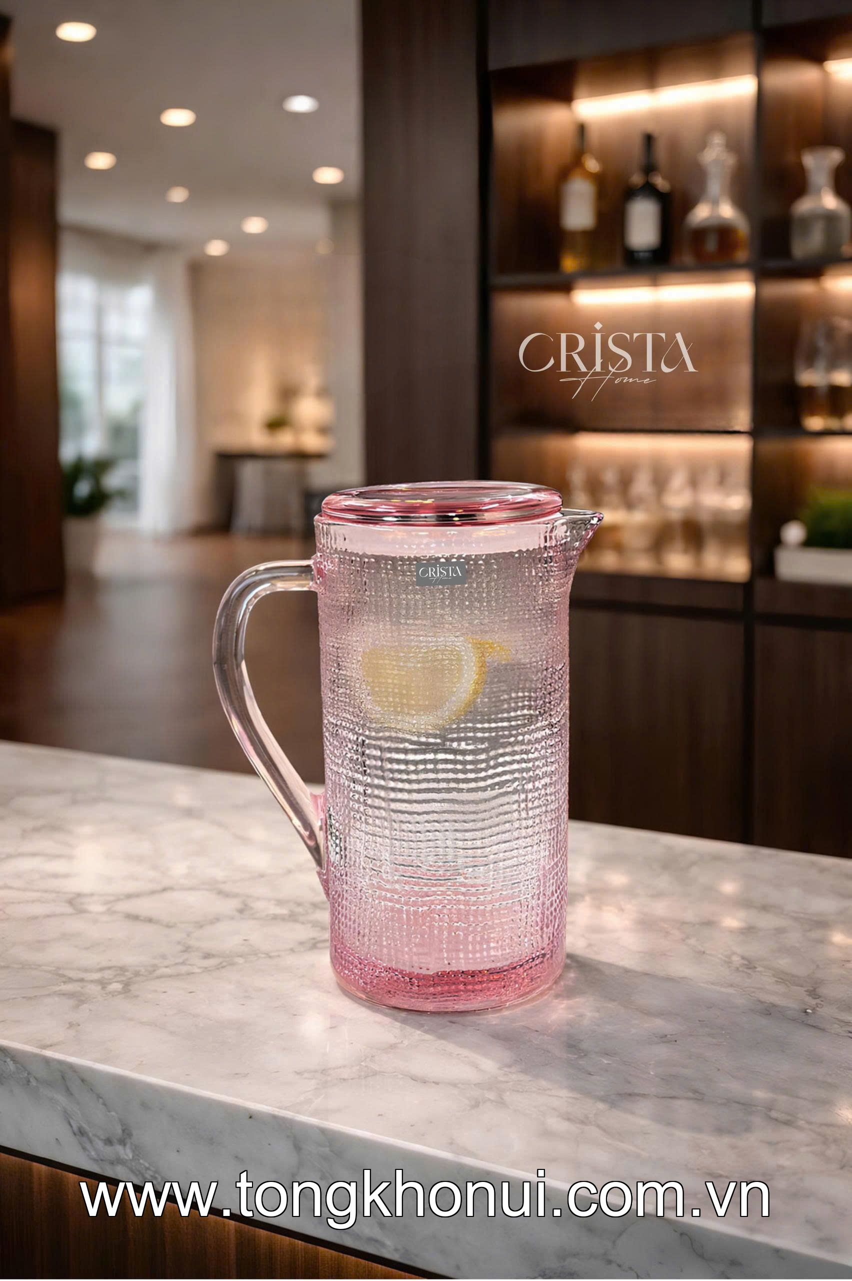 BÌNH THỦY TINH VÂN LƯỚI 1L CRISTA HOME – MÃ 60276 | NẮP SILICONE KHÔNG RỜI, 5 MÀU XINH! ảnh 1