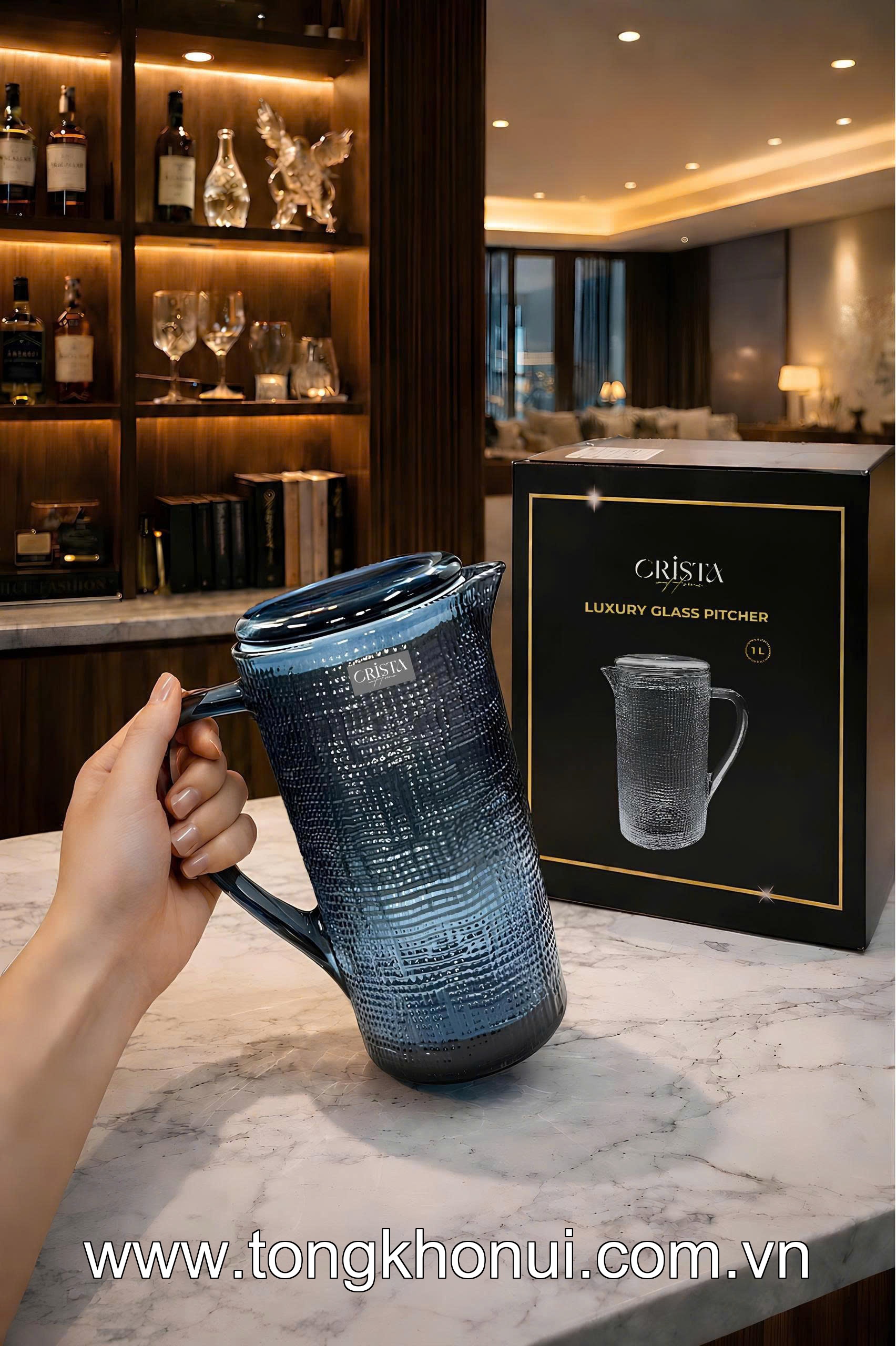 BÌNH THỦY TINH VÂN LƯỚI 1L CRISTA HOME – MÃ 60276 | NẮP SILICONE KHÔNG RỜI, 5 MÀU XINH! ảnh 5
