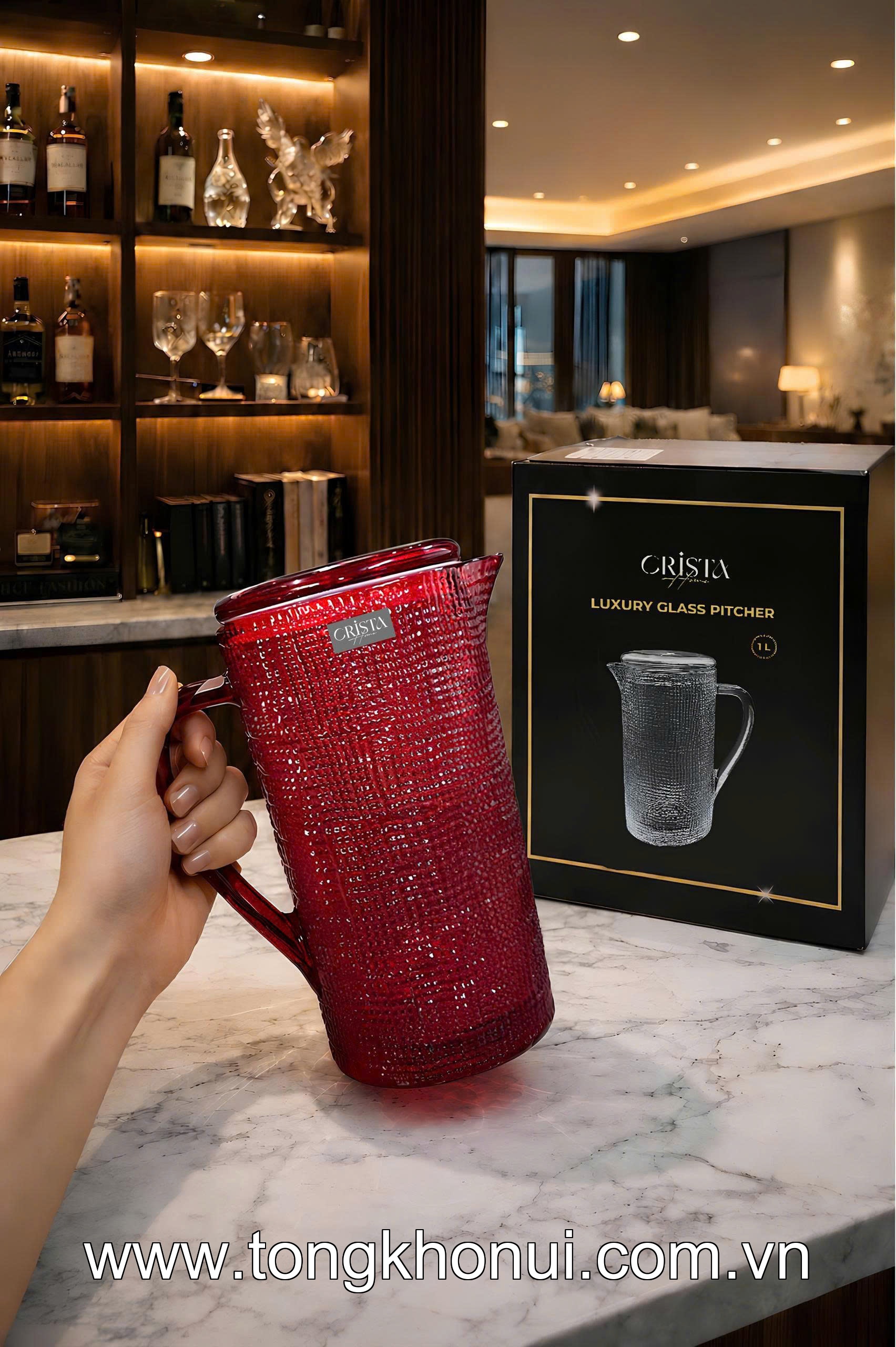 BÌNH THỦY TINH VÂN LƯỚI 1L CRISTA HOME – MÃ 60276 | NẮP SILICONE KHÔNG RỜI, 5 MÀU XINH! ảnh 6