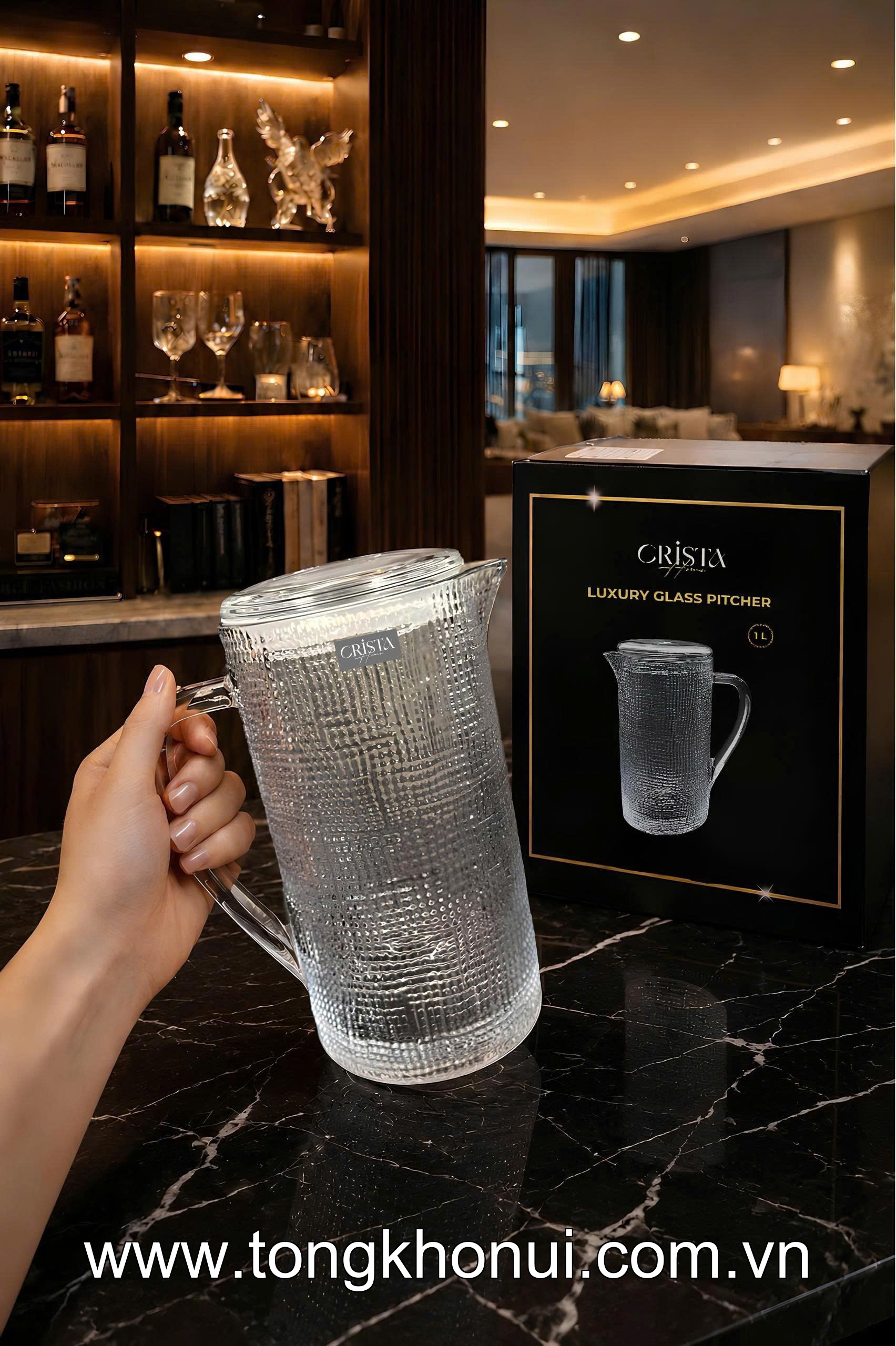 BÌNH THỦY TINH VÂN LƯỚI 1L CRISTA HOME – MÃ 60276 | NẮP SILICONE KHÔNG RỜI, 5 MÀU XINH! ảnh 9