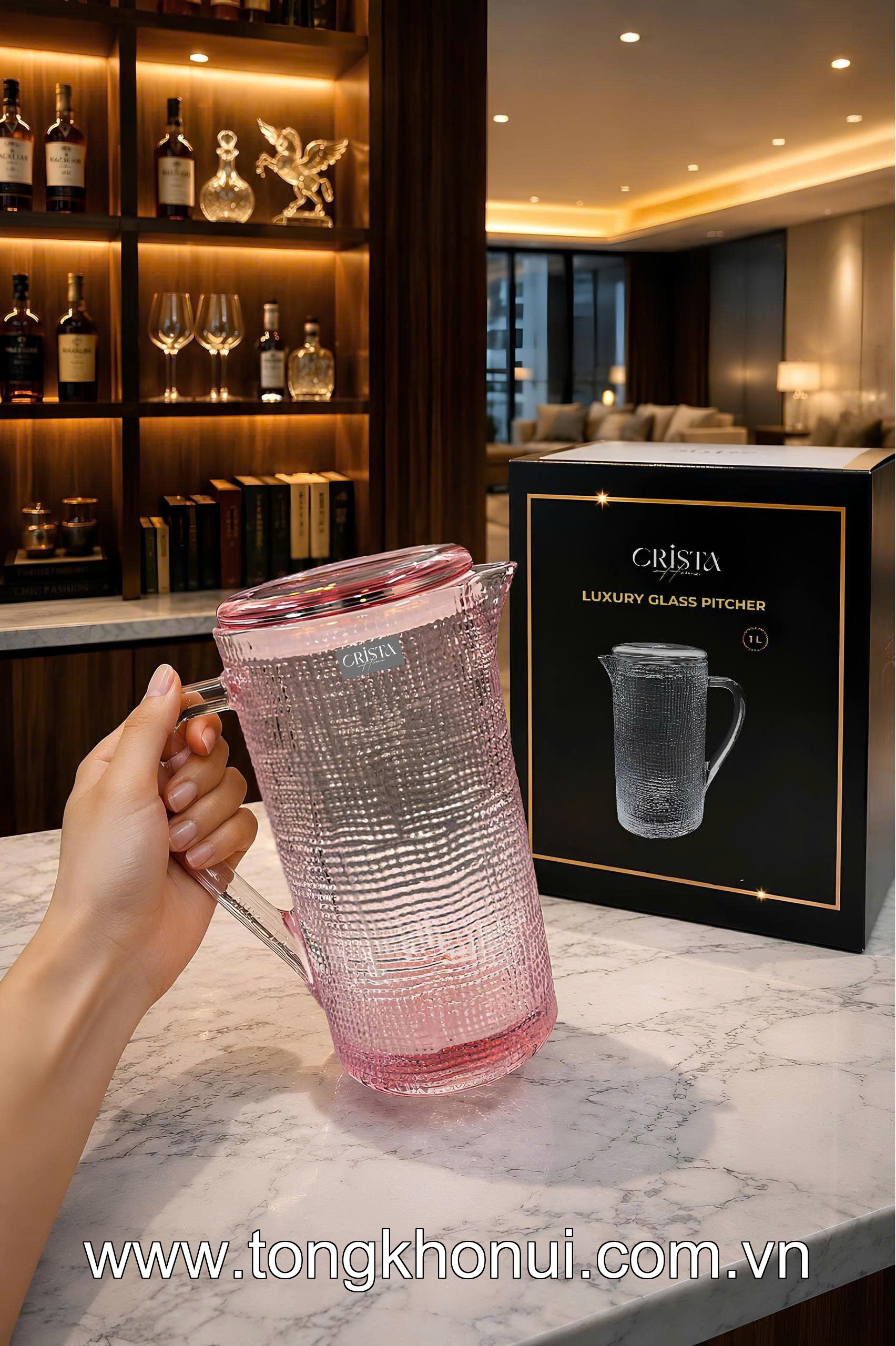 BÌNH THỦY TINH VÂN LƯỚI 1L CRISTA HOME – MÃ 60276 | NẮP SILICONE KHÔNG RỜI, 5 MÀU XINH! ảnh 10