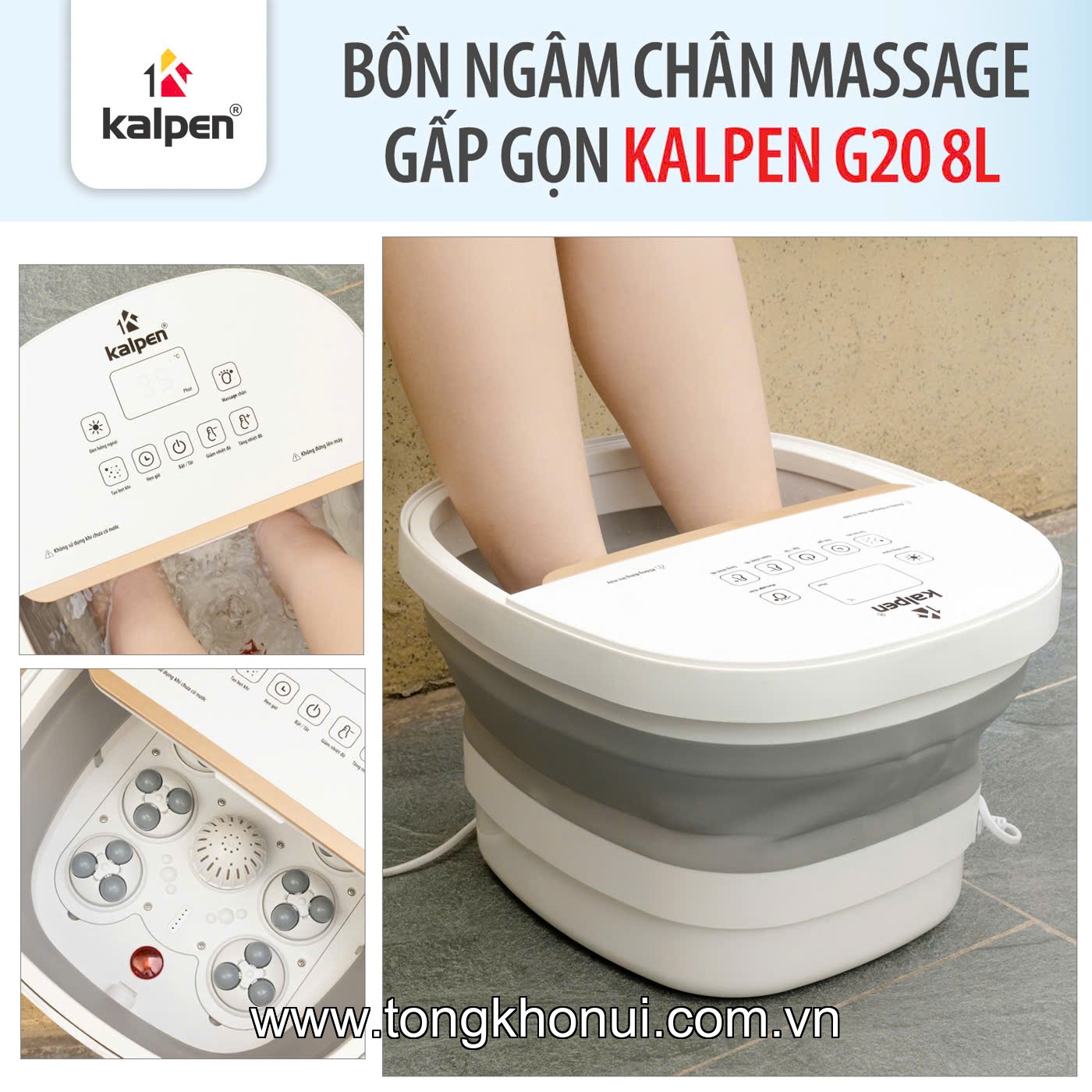 Bồn ngâm chân massage gấp gọn Kalpen G20 8L ảnh 2