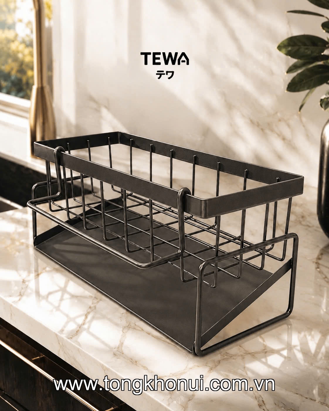 Giá thép carbon đựng đồ đa năng đặt bồn rửa bát TEWA, 80082 màu be, xám ảnh 5