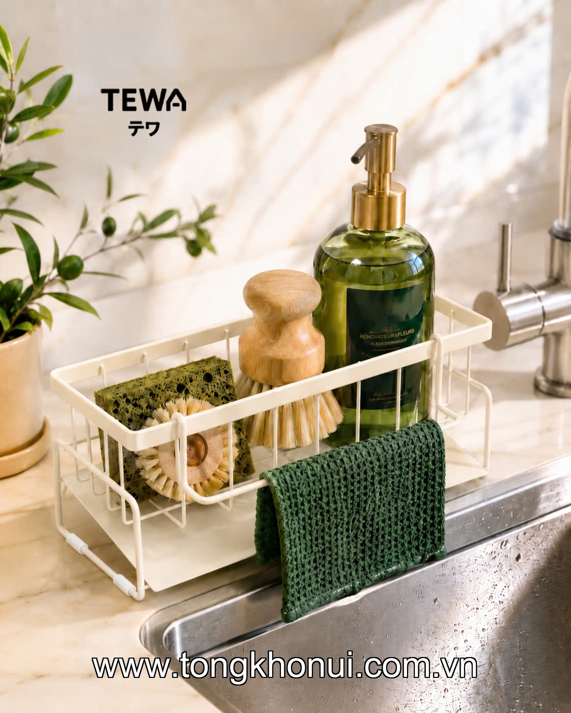 Giá thép carbon đựng đồ đa năng đặt bồn rửa bát TEWA, 80082 màu be, xám ảnh 7