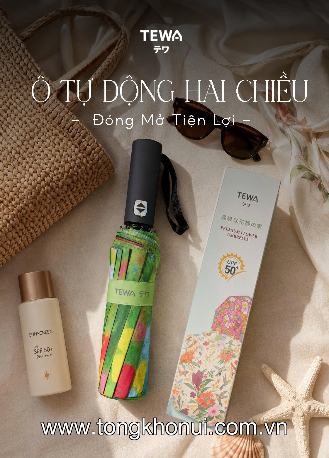 Ô hoa 12 nan kép (24 nan đơn) TEWA, 80039-G màu xanh lá ảnh 3
