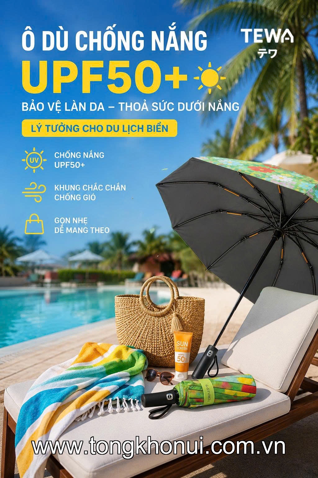 Ô hoa 12 nan kép (24 nan đơn) TEWA, 80039-G màu xanh lá ảnh 4