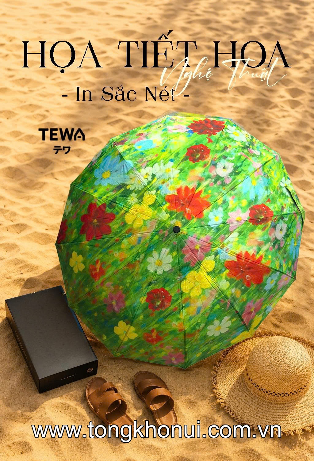 Ô hoa 12 nan kép (24 nan đơn) TEWA, 80039-G màu xanh lá ảnh 5
