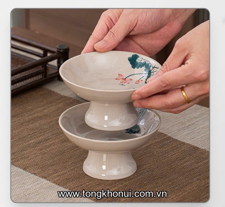 Bộ 2 đĩa sứ chân cao, Donahome, model: OC-2DC, KT: 6*12cm ảnh 5