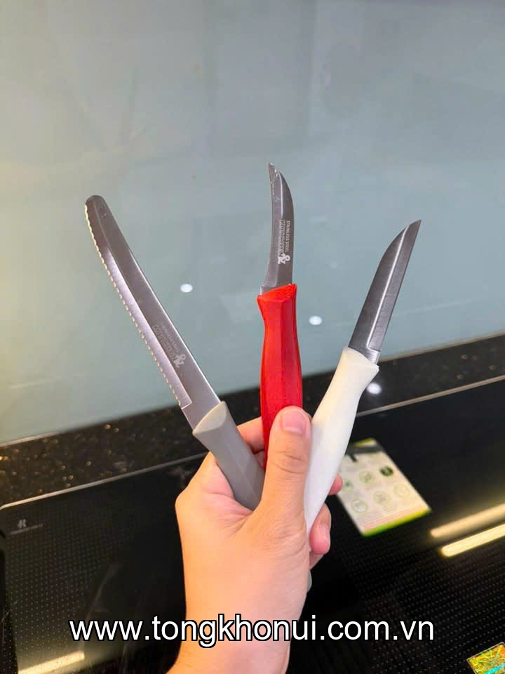 Bộ 3 dao thép không gỉ, tay cầm nhựa ABS, Donahome, model: OC-3DB,  KT: 17- 21*2cm ảnh 5