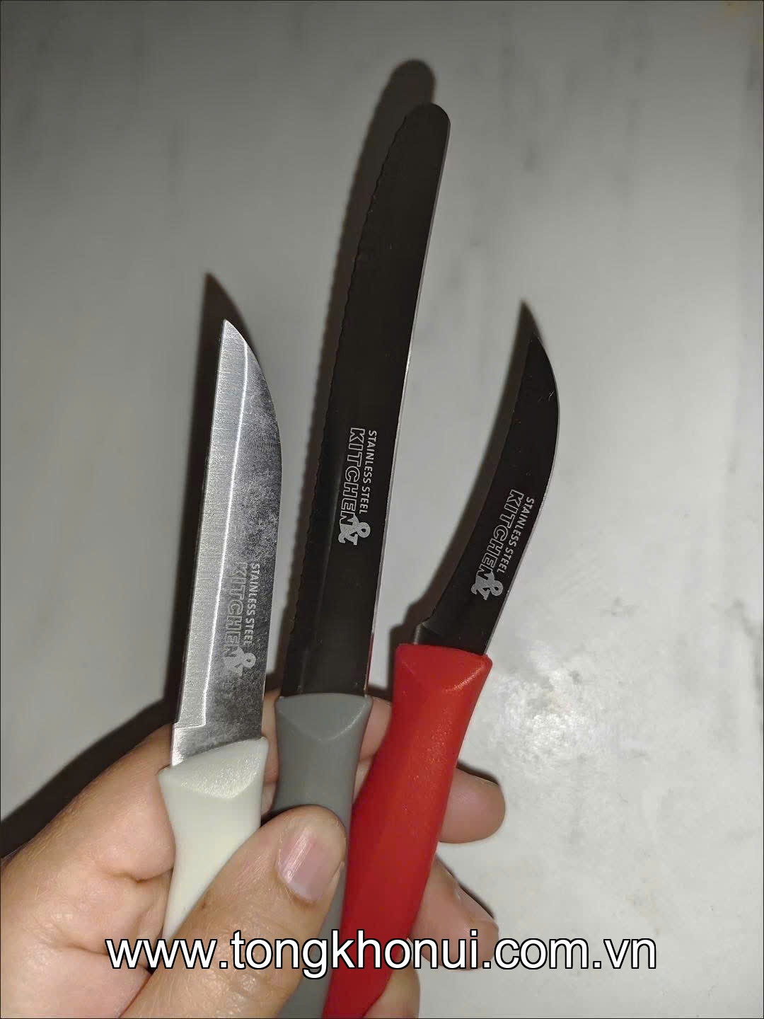 Bộ 3 dao thép không gỉ, tay cầm nhựa ABS, Donahome, model: OC-3DB,  KT: 17- 21*2cm ảnh 8