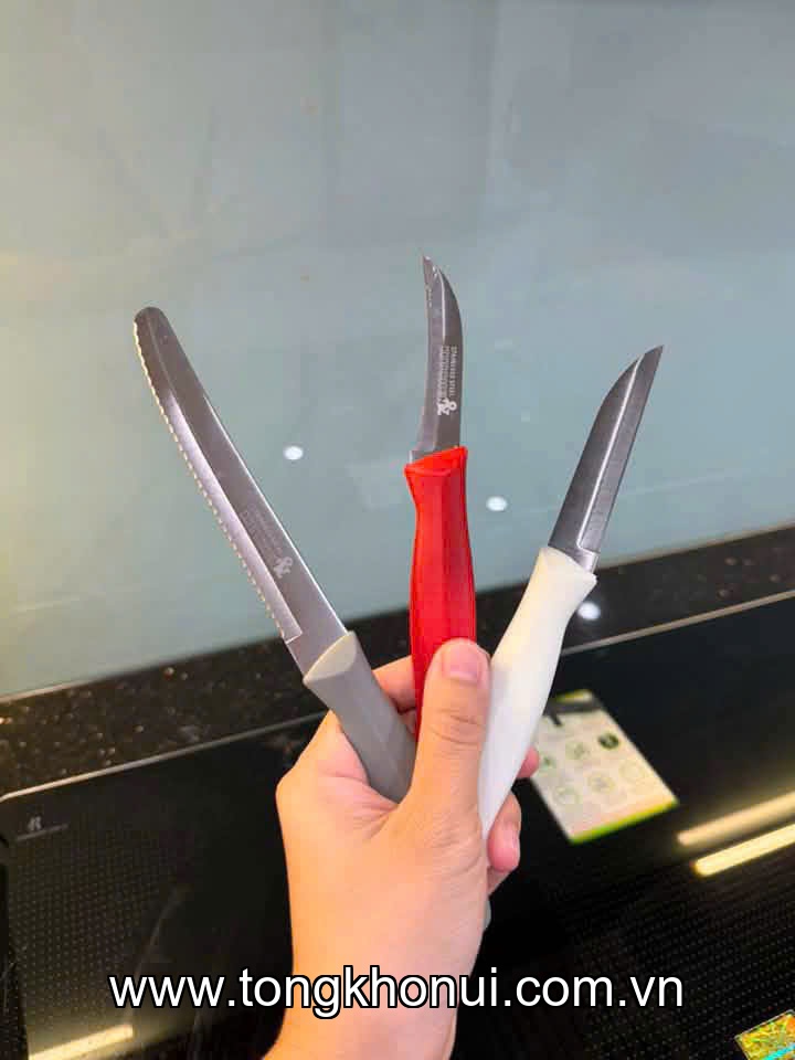 Bộ 3 dao thép không gỉ, tay cầm nhựa ABS, Donahome, model: OC-3DB,  KT: 17- 21*2cm ảnh 9