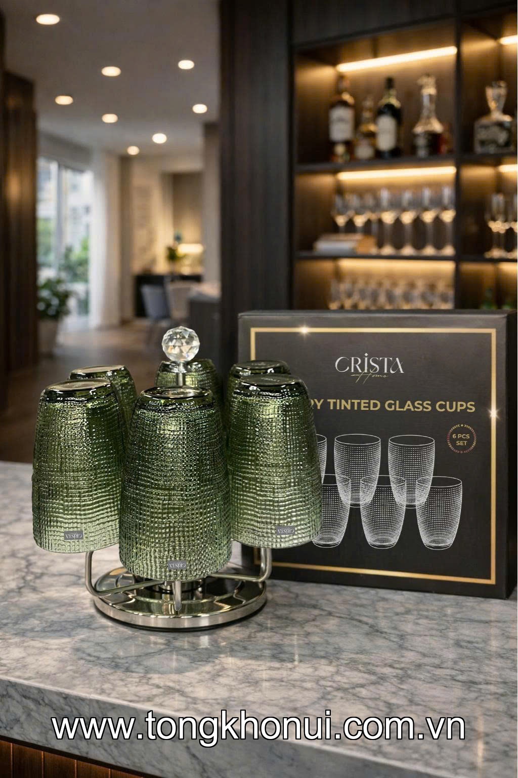 BỘ 6 CỐC THỦY TINH VÂN LƯỚI 420ML CRISTA HOME – CỐC UỐNG SINH TỐ, NƯỚC ÉP HOT NHẤT (MÃ 60209) ảnh 1