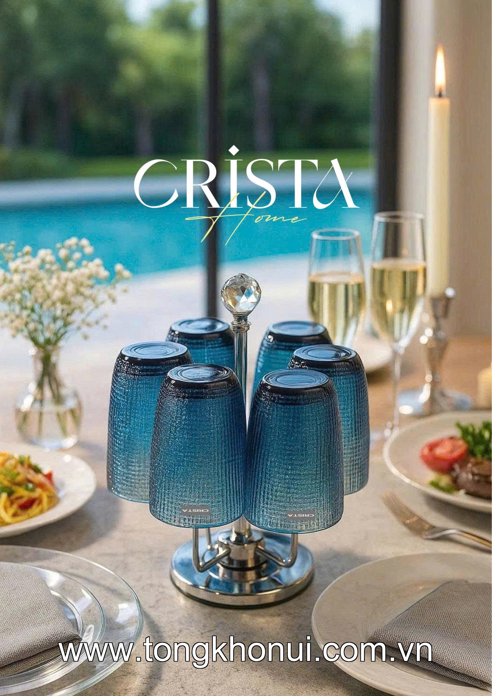 BỘ 6 CỐC THỦY TINH VÂN LƯỚI 420ML CRISTA HOME – CỐC UỐNG SINH TỐ, NƯỚC ÉP HOT NHẤT (MÃ 60209) ảnh 3