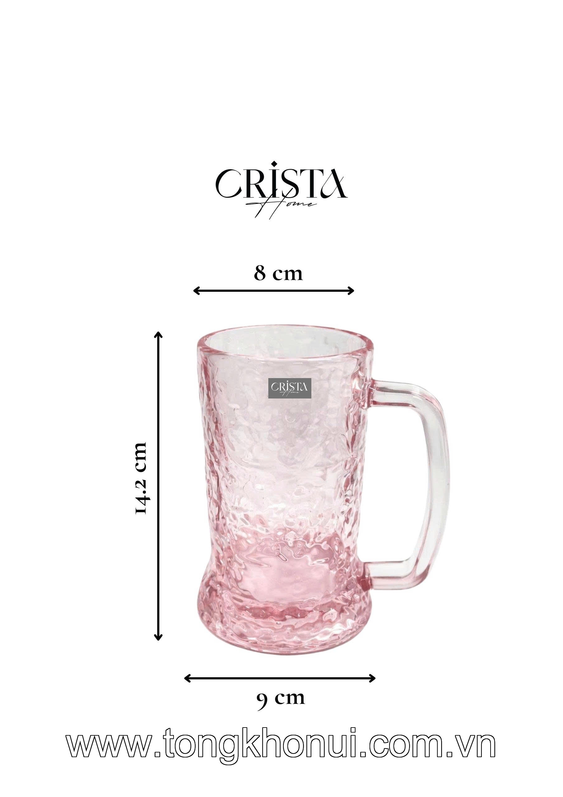 BỘ 6 CỐC BIA THỦY TINH VÂN SÓNG NƯỚC CÓ QUAI 420ML CRISTA HOME – CỐC UỐNG BIA GIỮ LẠNH (MÃ 60247) ảnh 8