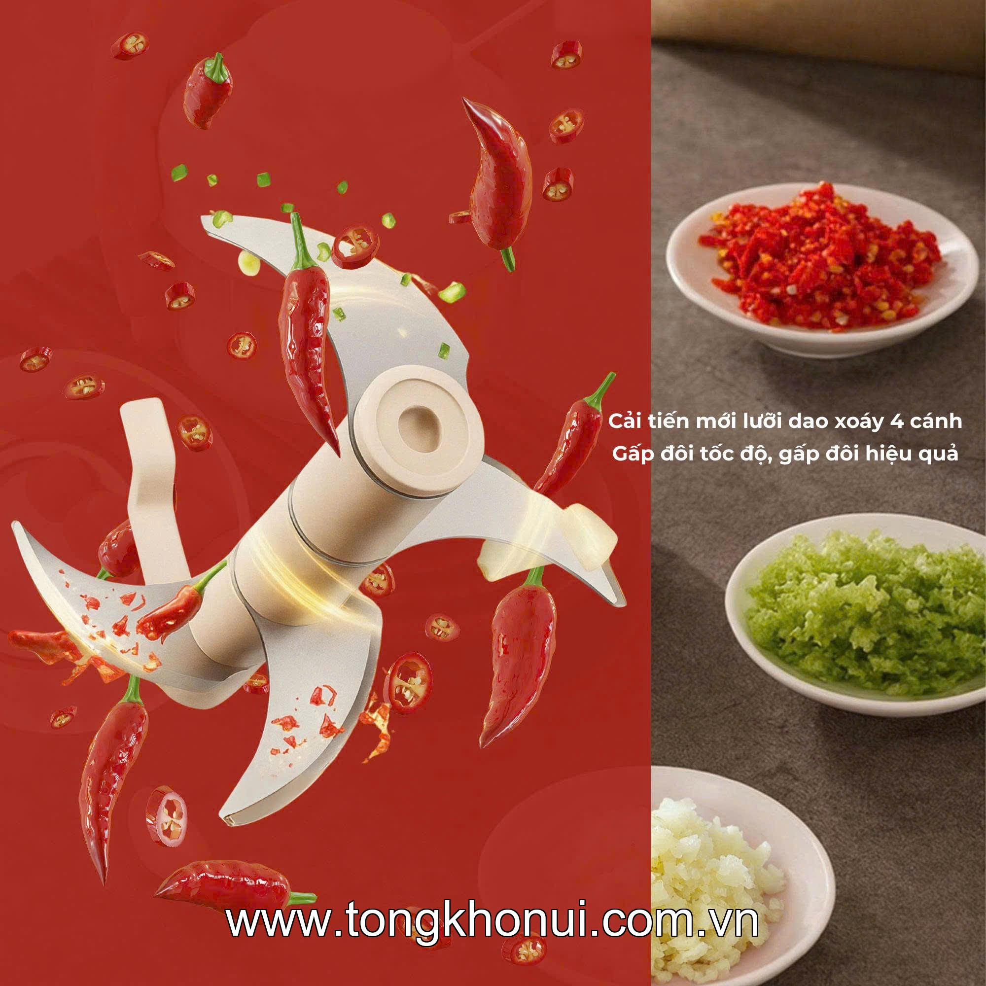MÁY XAY TỎI KÉO TAY TEWA – MÁY XAY TỎI, ỚT, RAU CỦ, THỊT KHÔNG CẦN ĐIỆN (MÃ 80016, 80015) ảnh 5