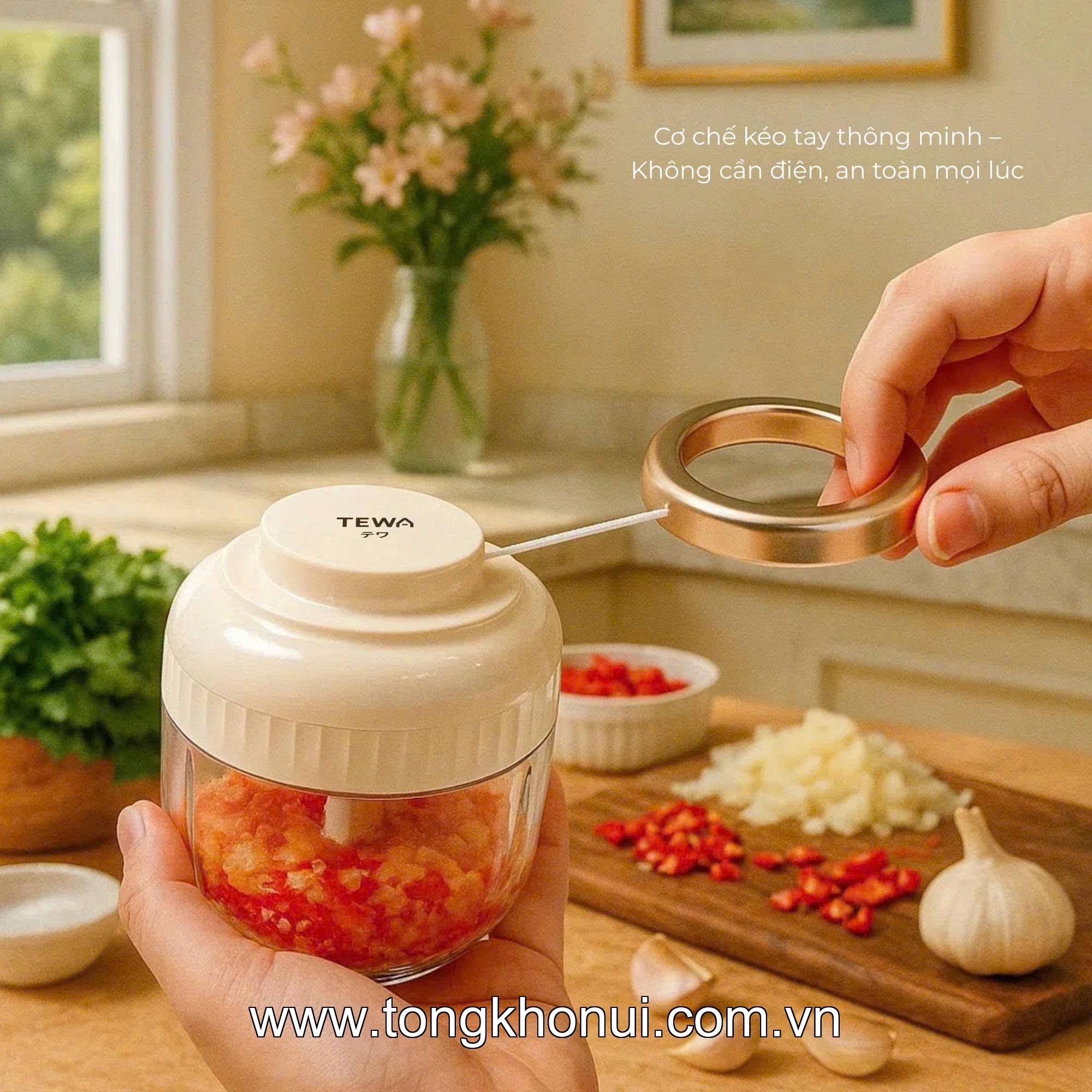 MÁY XAY TỎI KÉO TAY TEWA – MÁY XAY TỎI, ỚT, RAU CỦ, THỊT KHÔNG CẦN ĐIỆN (MÃ 80016, 80015) ảnh 7